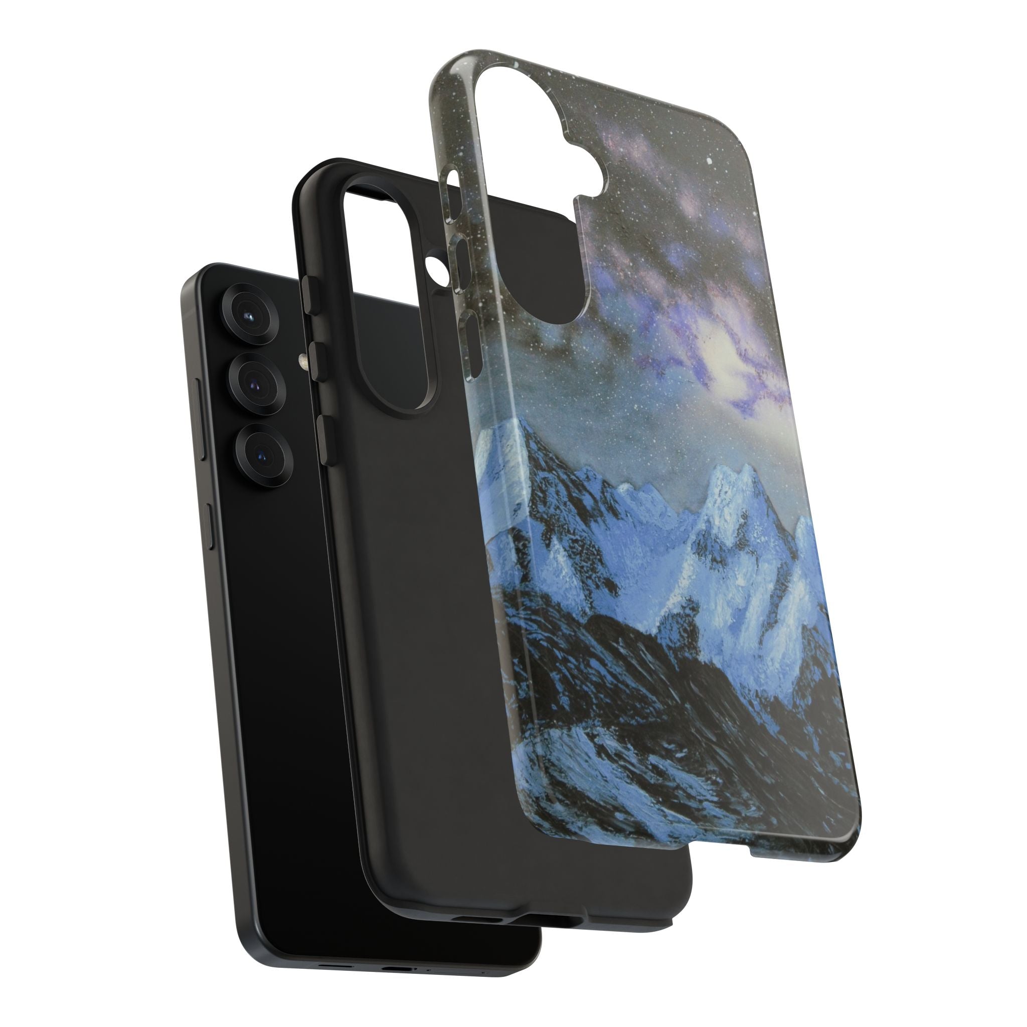 Mountain Night Sky Phone Case — Tough Protective iPhone Cover with Aurora & Snowy Peaks