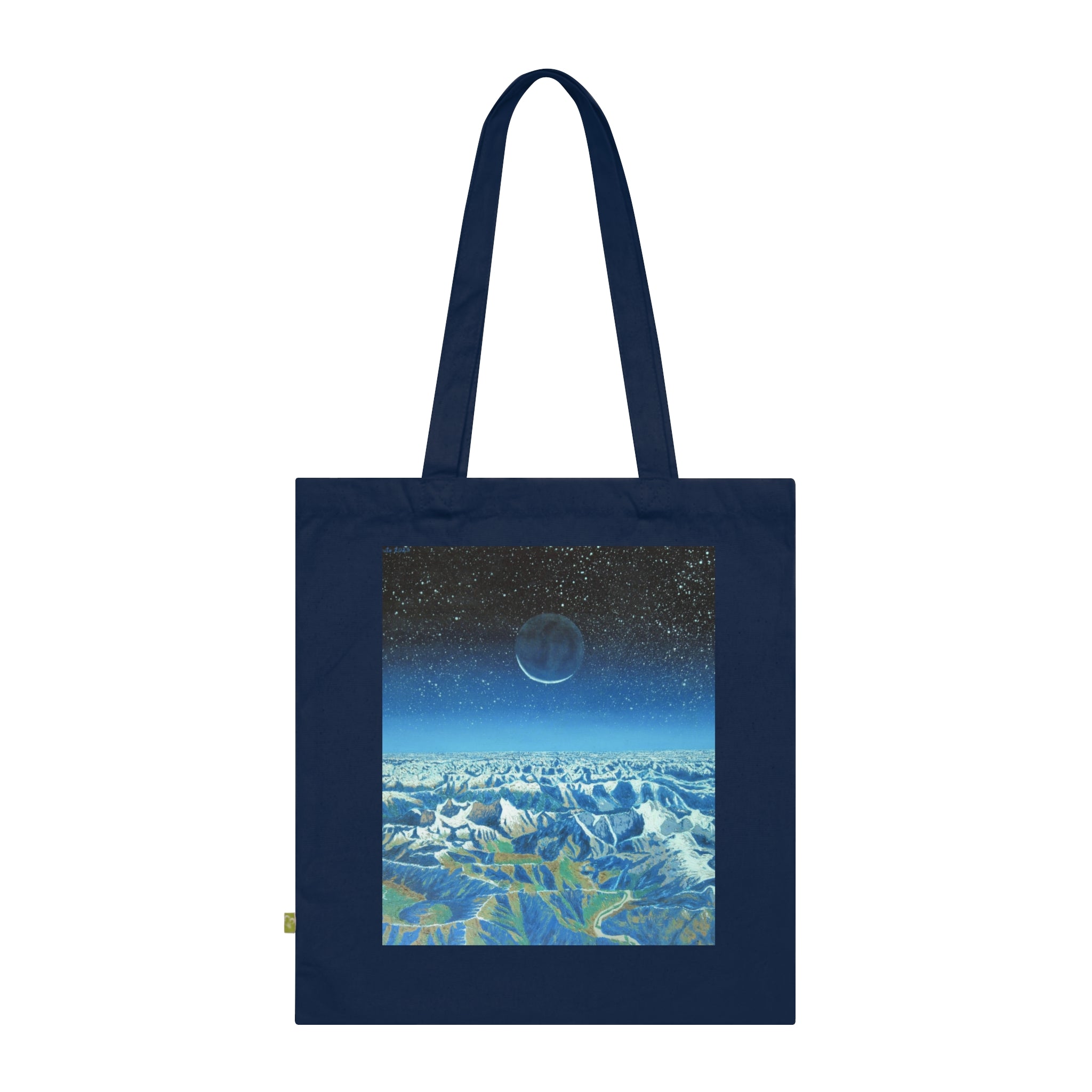 Organic Cotton Tote Bag — Moonlit Mountain Landscape Print