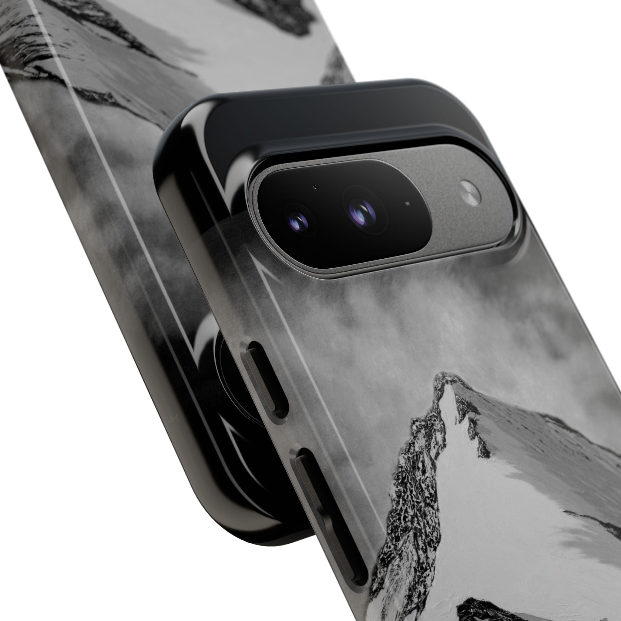 Mountain Peak Phone Case — Black & White Alpine Protective Case