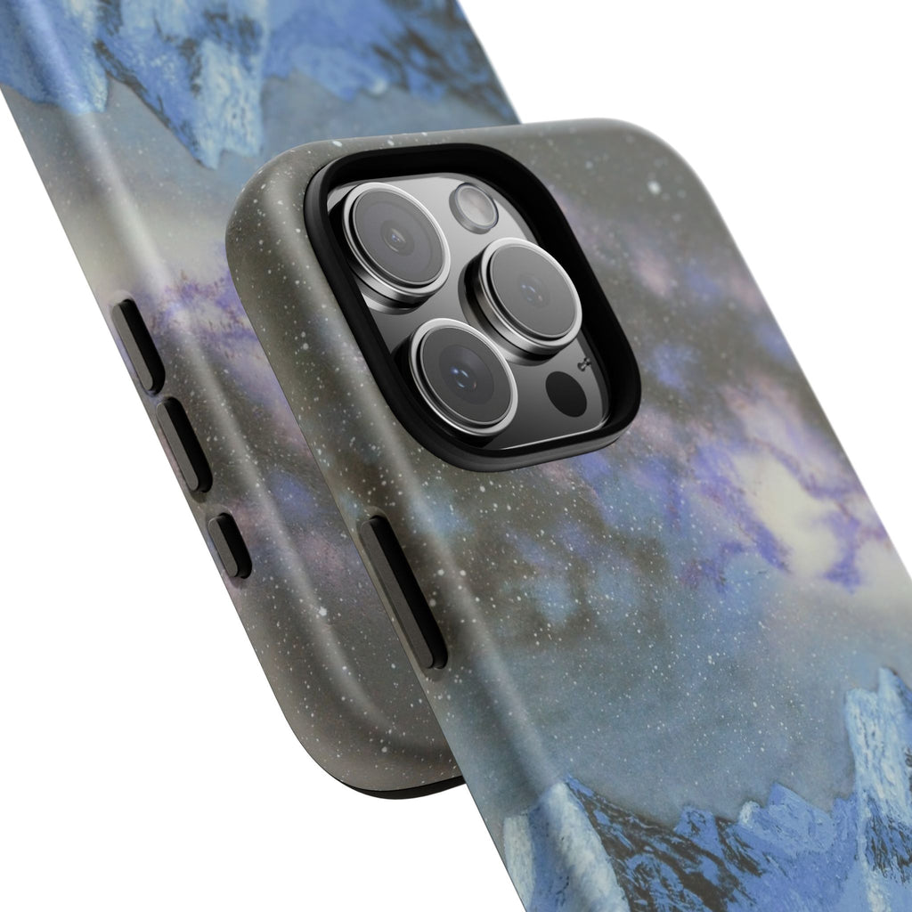 Mountain Night Sky Phone Case — Tough Protective iPhone Cover with Aurora & Snowy Peaks