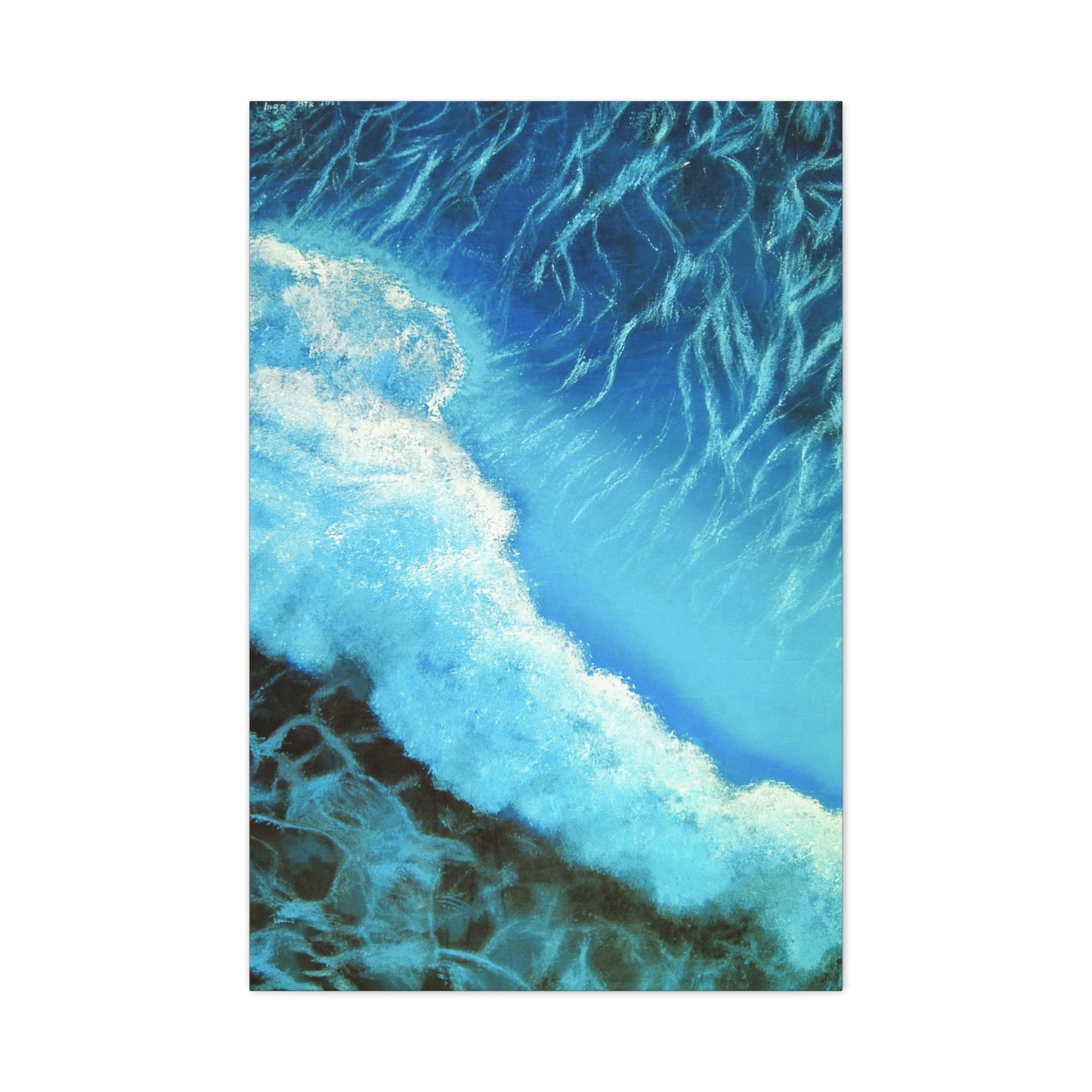 Ocean Wave Abstract Matte Canvas Print — Blue Coastal Wall Art