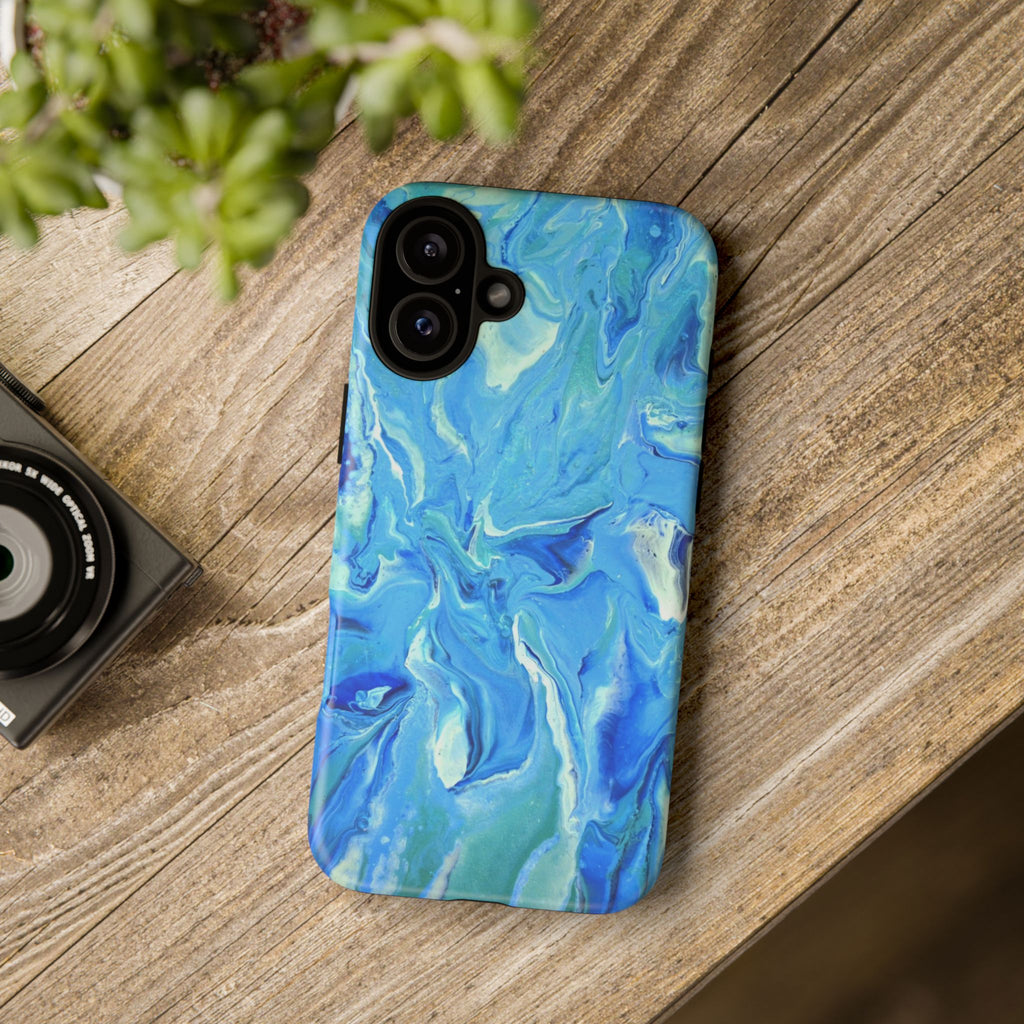 Blue Marble Tough Phone Case — Ocean Swirl Protective iPhone Cover