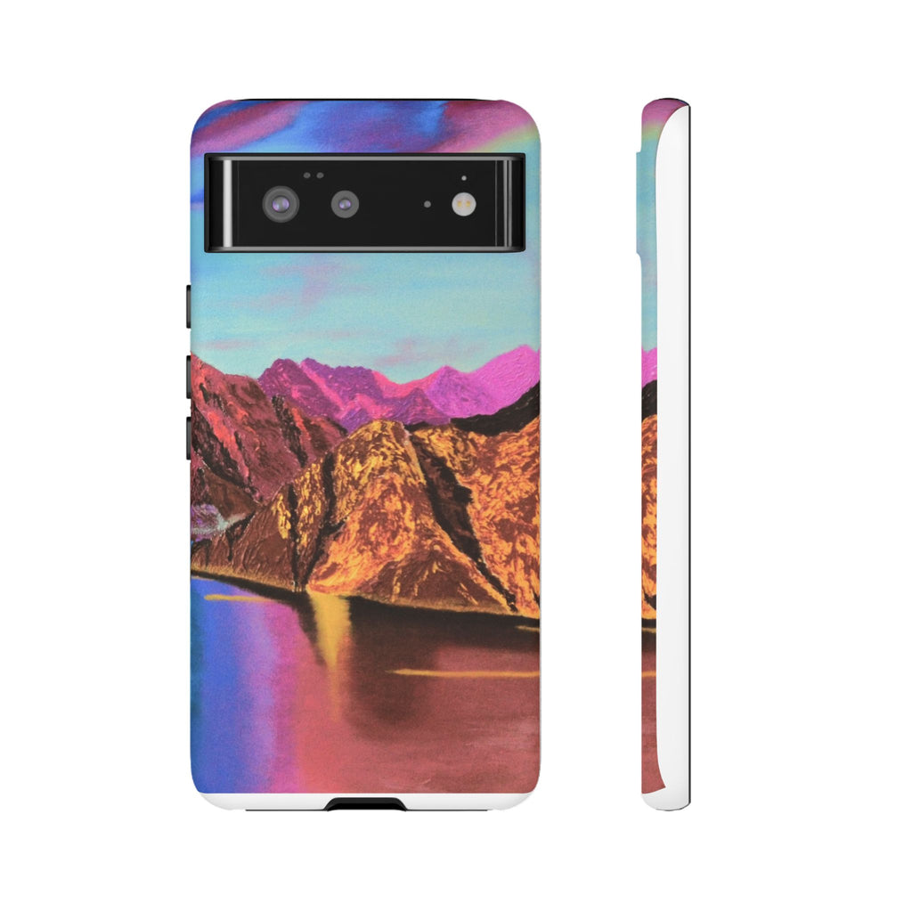 Protective Phone Case — Vibrant Retro Mountain Landscape