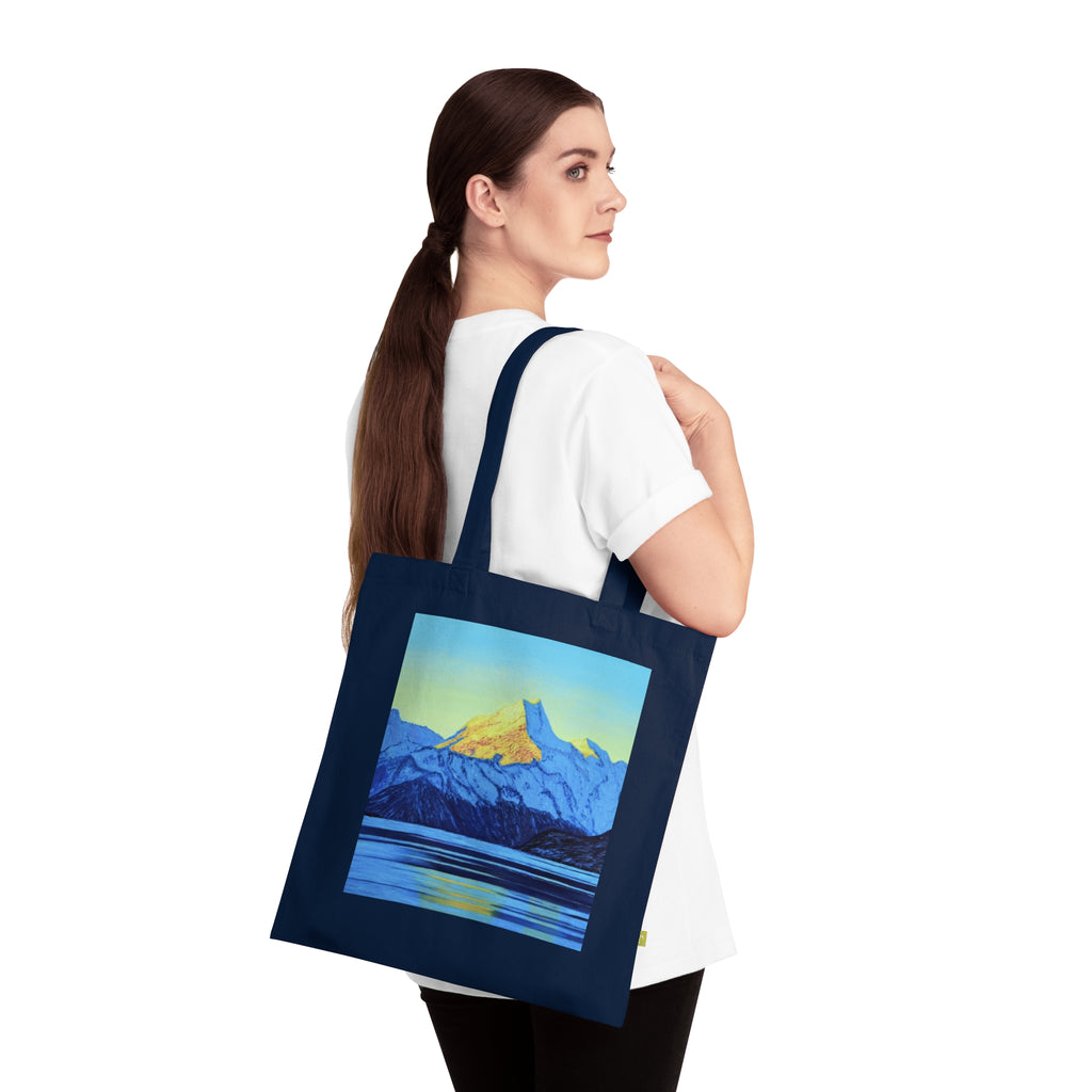 Mountain Sunrise Organic Tote Bag — Scenic Nature Canvas Grocery Tote