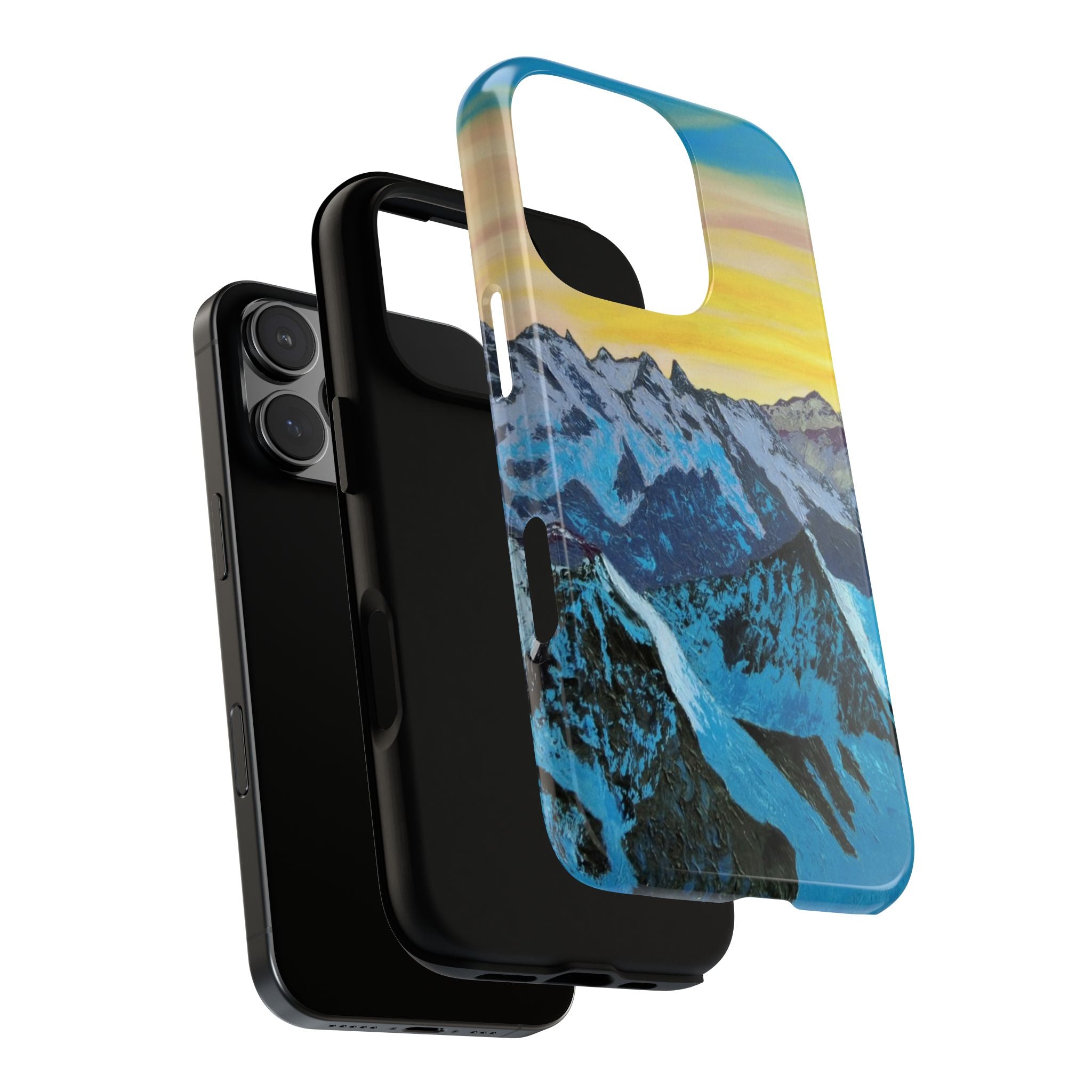 Mountain Sunset Phone Case — Protective Tough Case with Scenic Blue Peaks Design