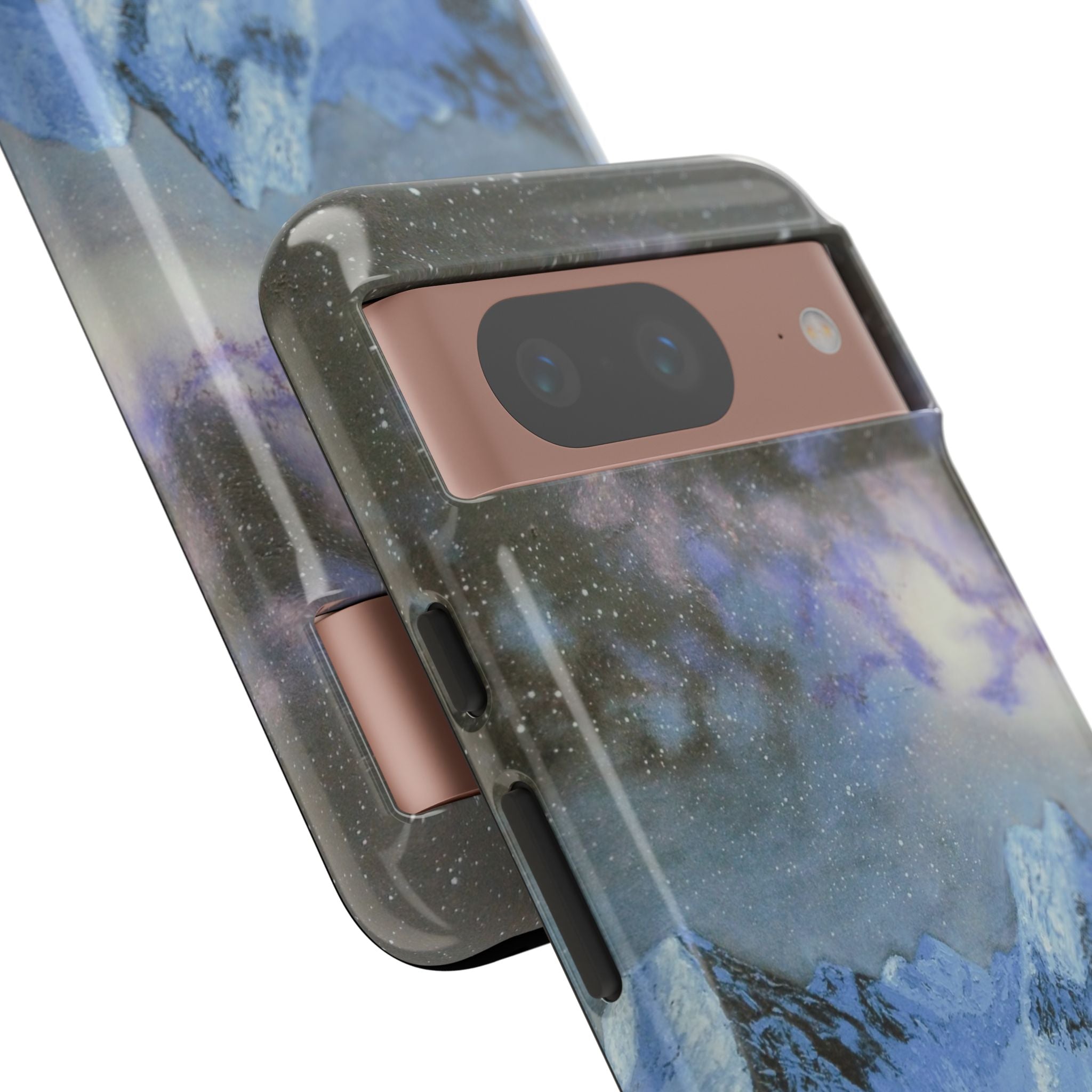 Mountain Night Sky Phone Case — Tough Protective iPhone Cover with Aurora & Snowy Peaks