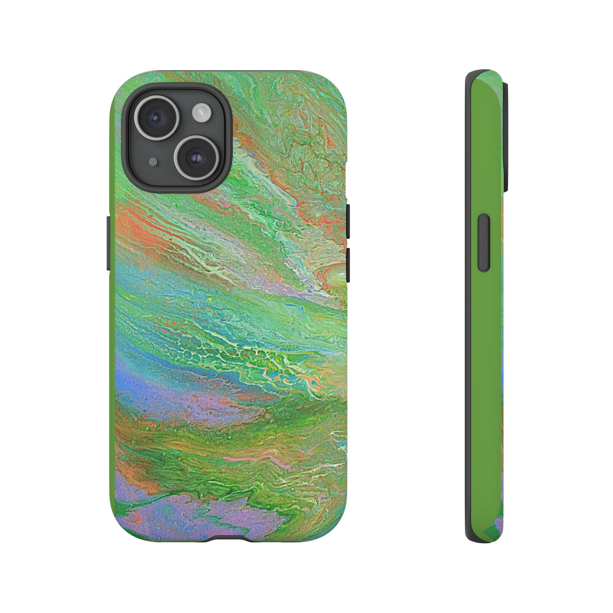 Marbled Green Abstract Phone Case — Protective Tough Case for iPhone