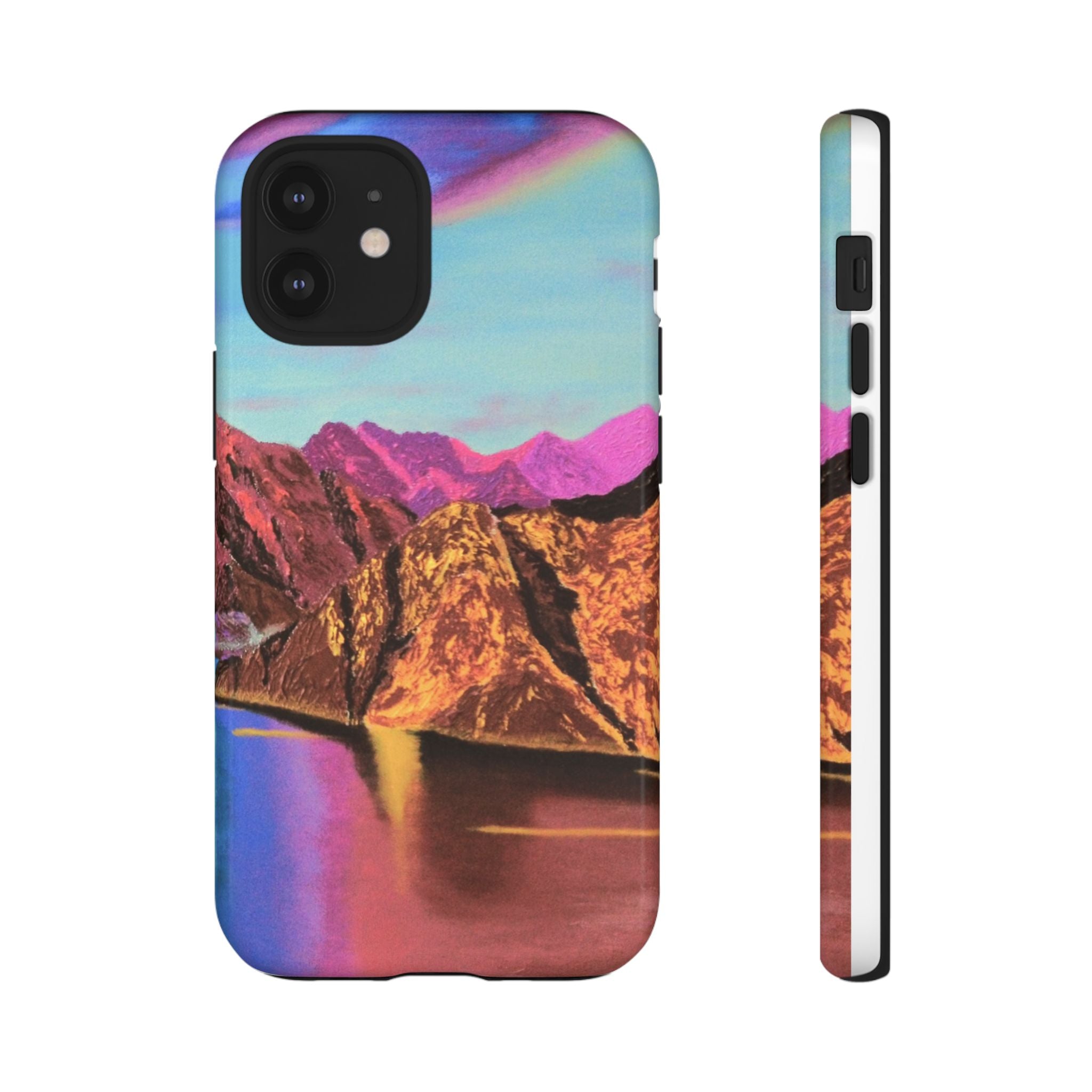 Protective Phone Case — Vibrant Retro Mountain Landscape
