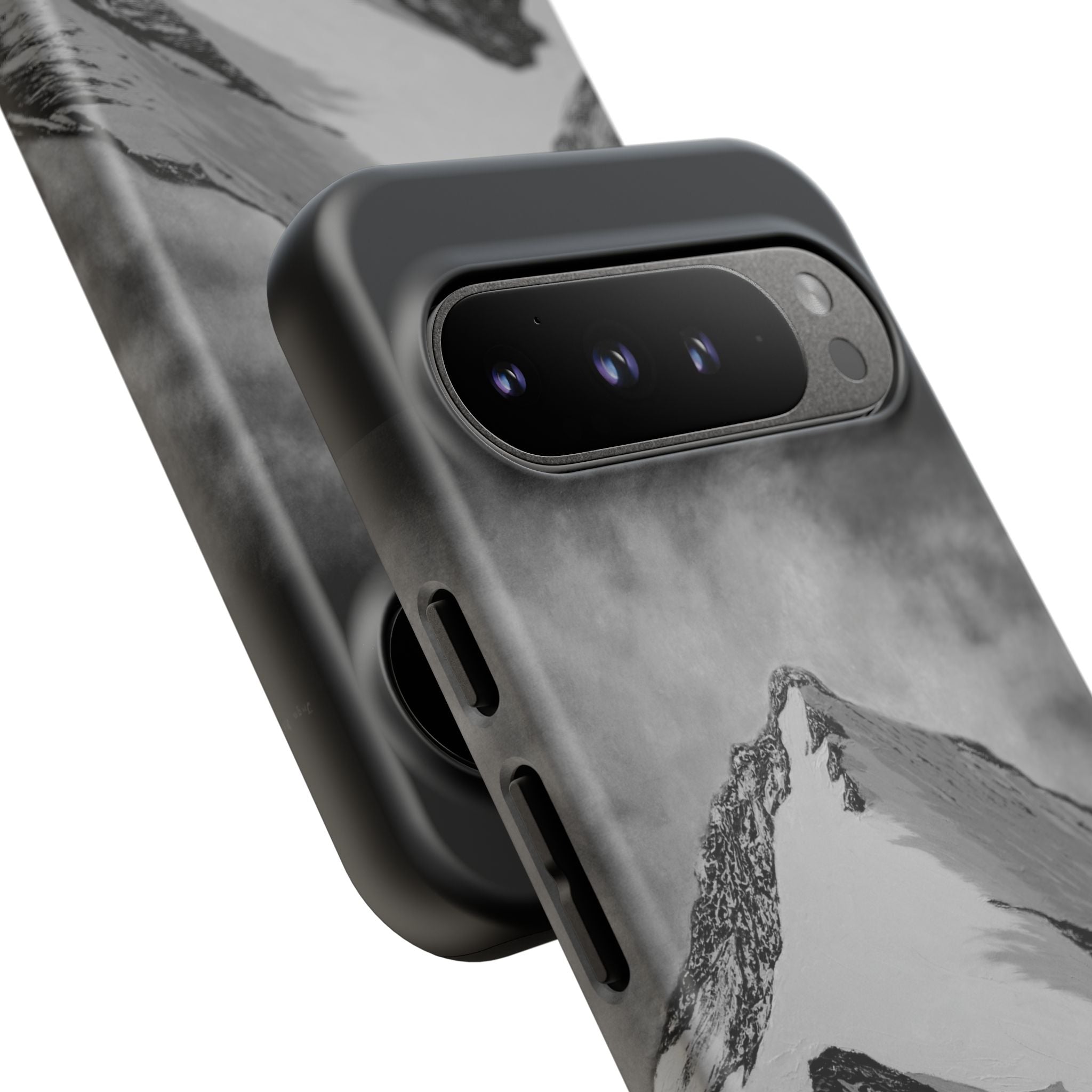 Mountain Peak Phone Case — Black & White Alpine Protective Case