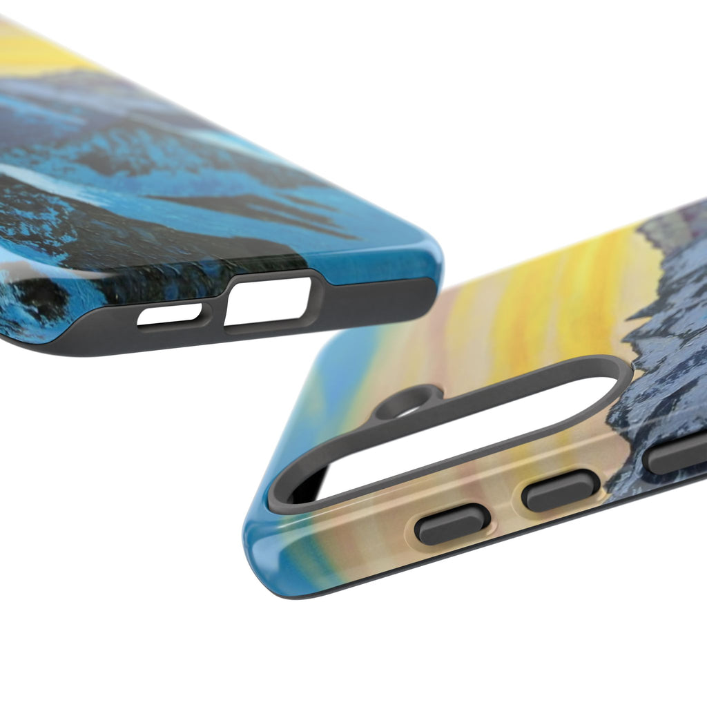 Mountain Sunset Phone Case — Protective Tough Case with Scenic Blue Peaks Design