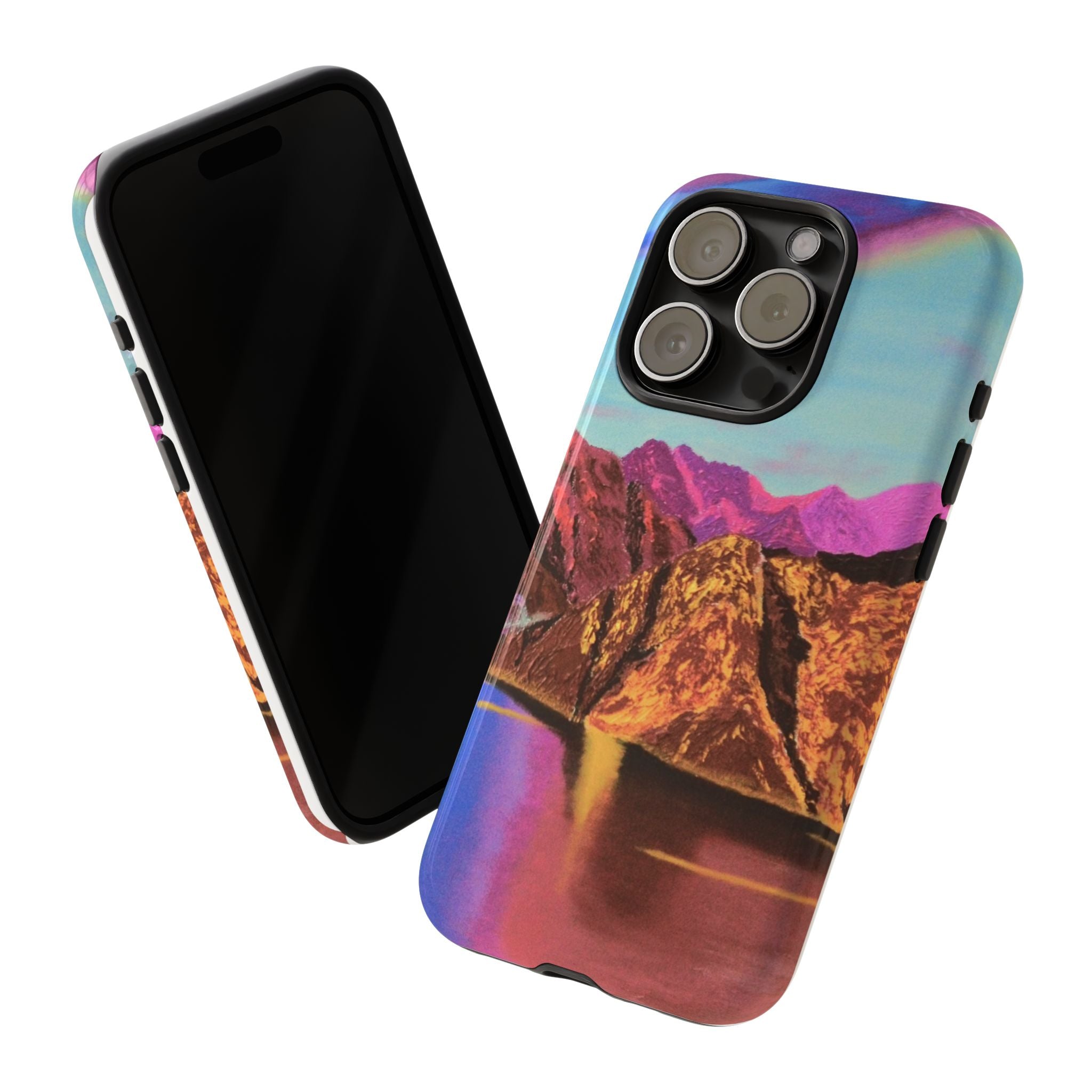 Protective Phone Case — Vibrant Retro Mountain Landscape