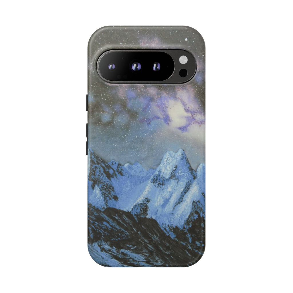 Mountain Night Sky Phone Case — Tough Protective iPhone Cover with Aurora & Snowy Peaks