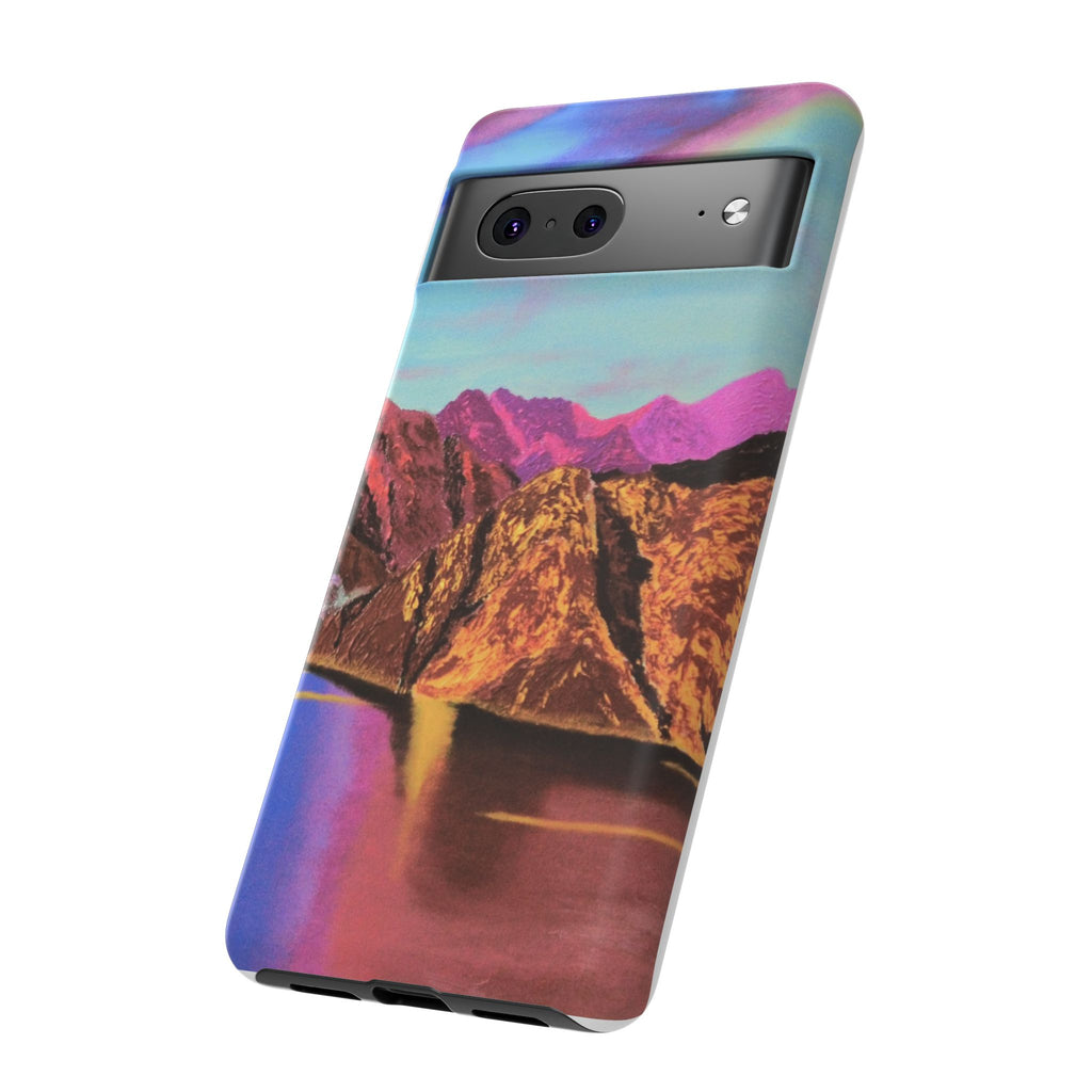 Protective Phone Case — Vibrant Retro Mountain Landscape