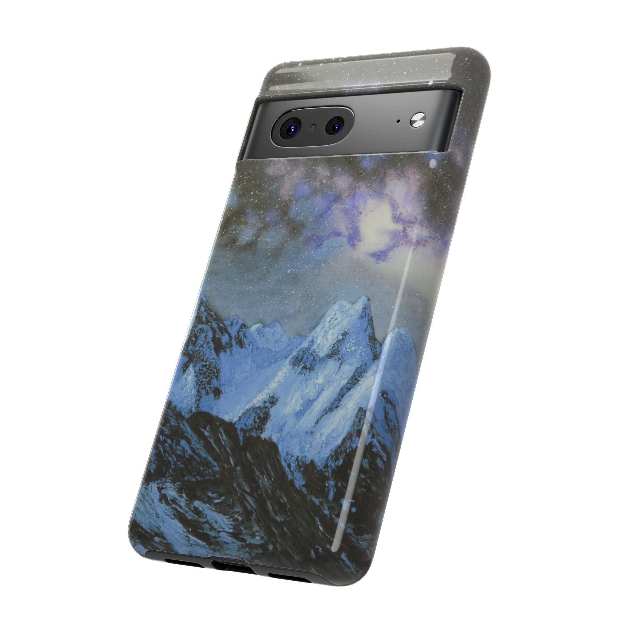 Mountain Night Sky Phone Case — Tough Protective iPhone Cover with Aurora & Snowy Peaks