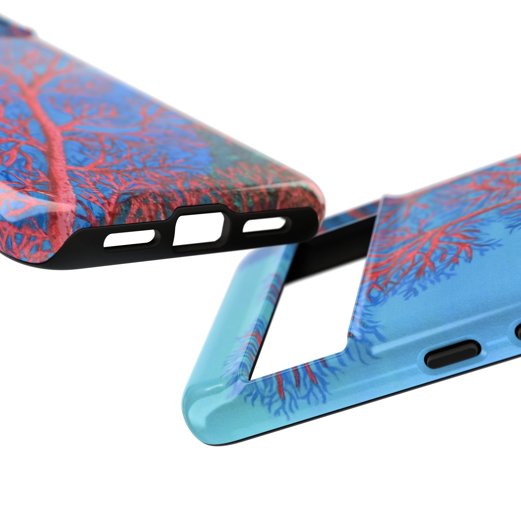 Coral Reef Phone Case — Vibrant Red Sea Fan on Ocean Blue Tough Case