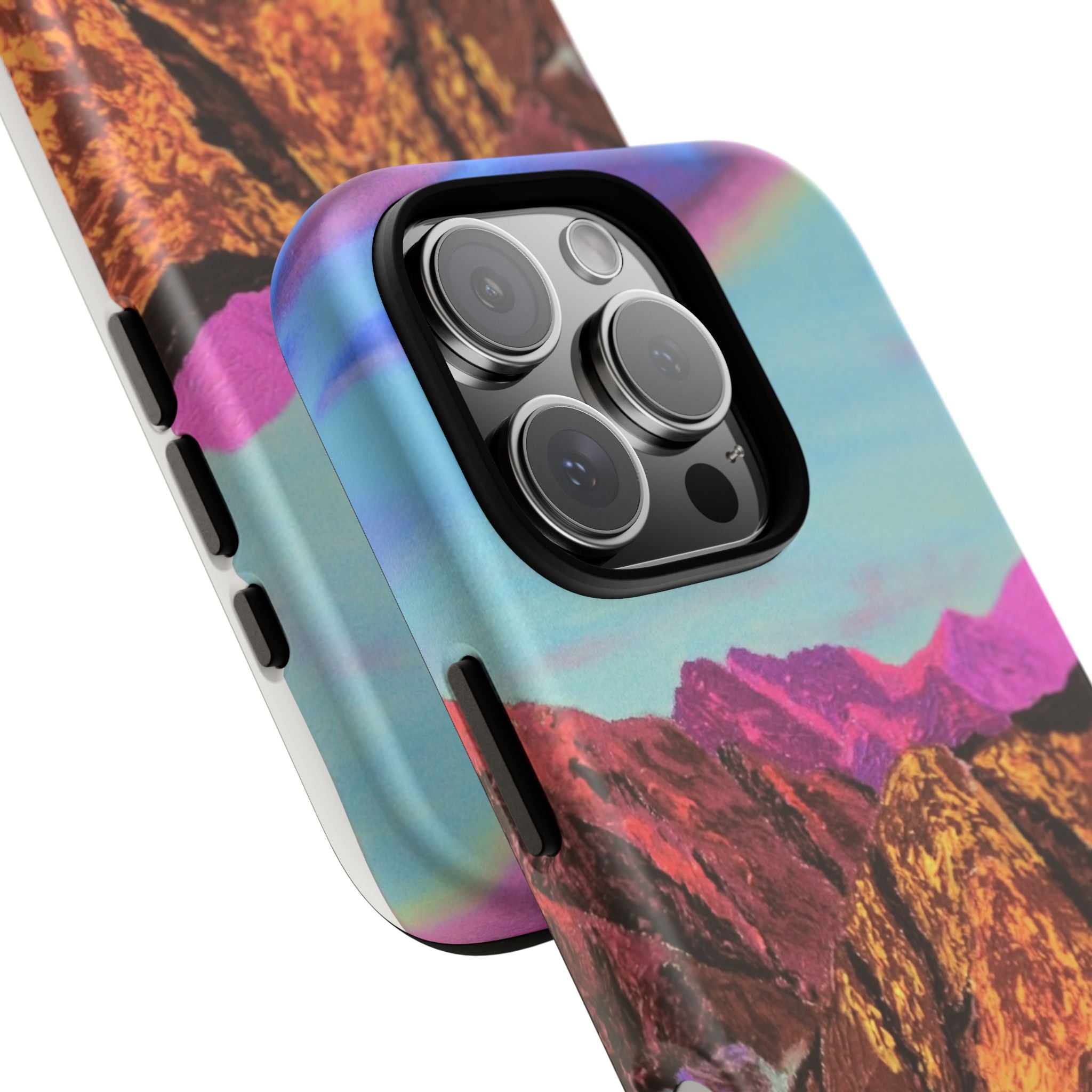 Protective Phone Case — Vibrant Retro Mountain Landscape
