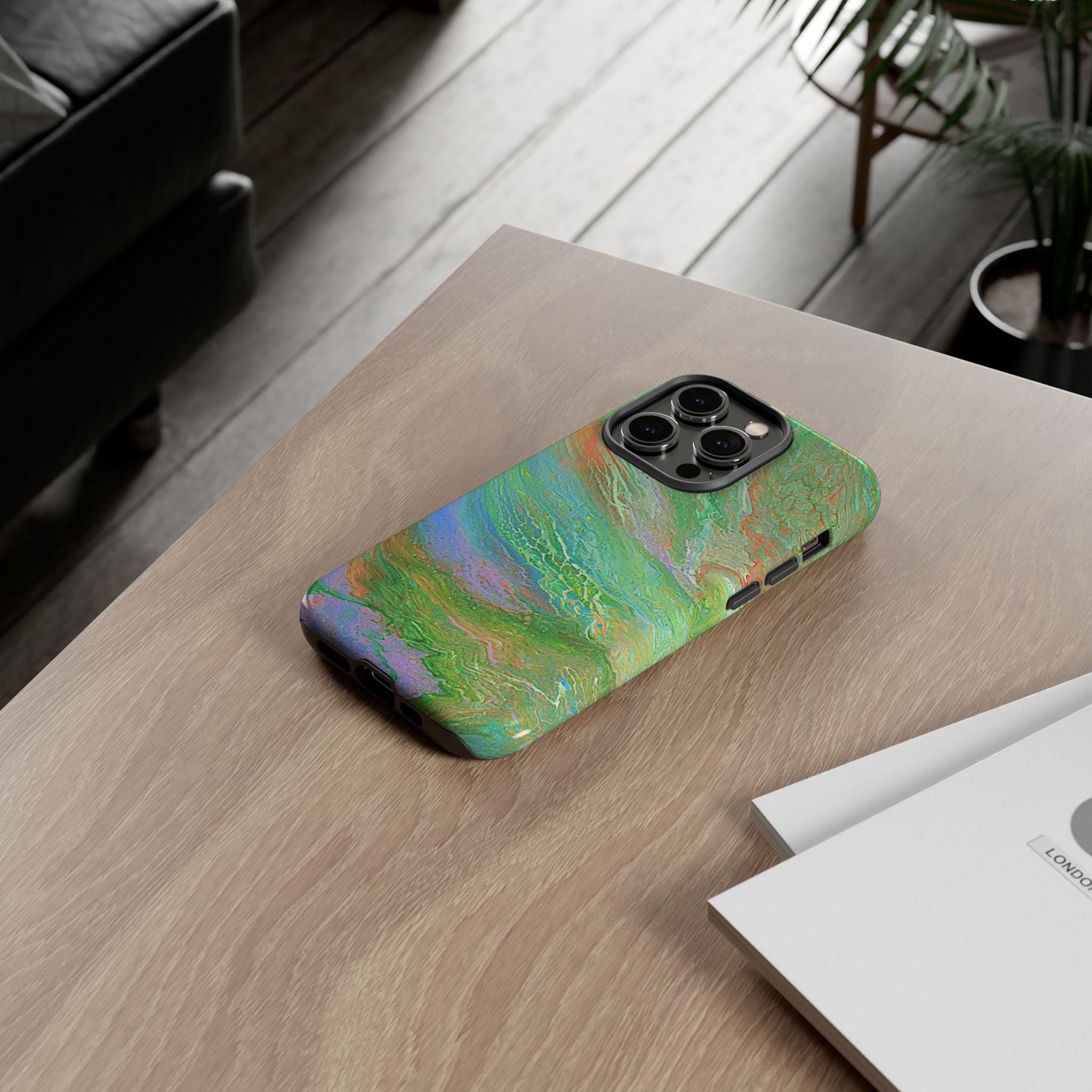 Marbled Green Abstract Phone Case — Protective Tough Case for iPhone