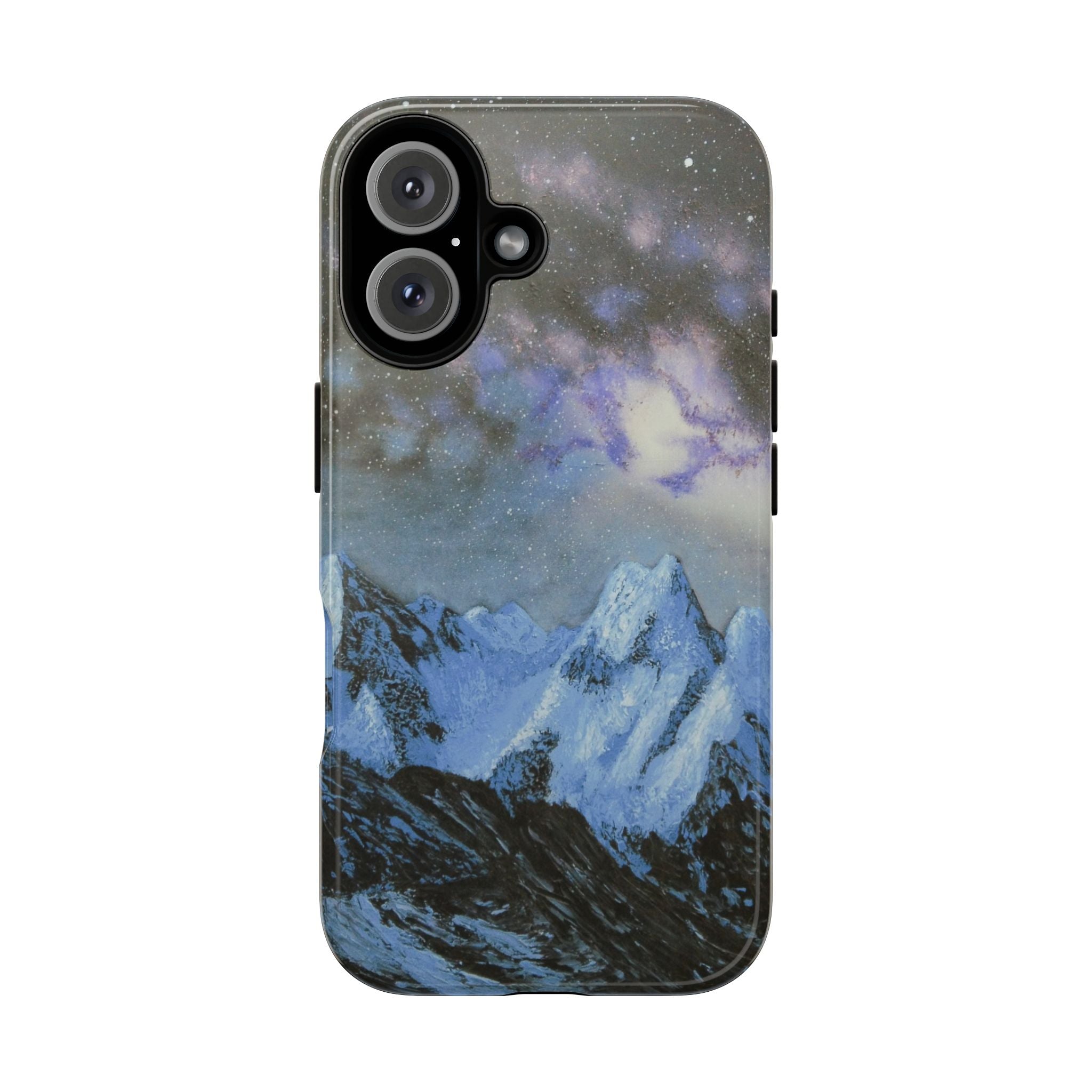 Mountain Night Sky Phone Case — Tough Protective iPhone Cover with Aurora & Snowy Peaks