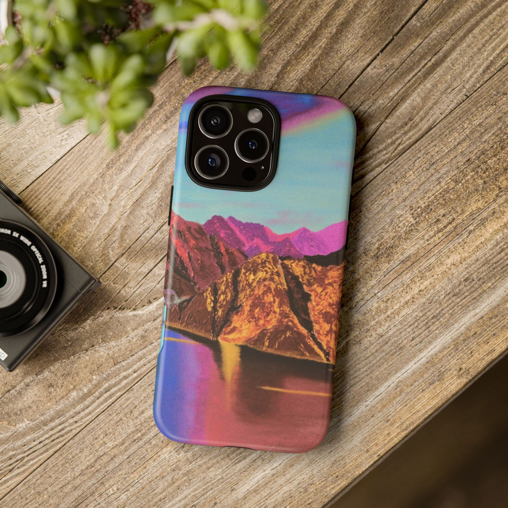 Protective Phone Case — Vibrant Retro Mountain Landscape