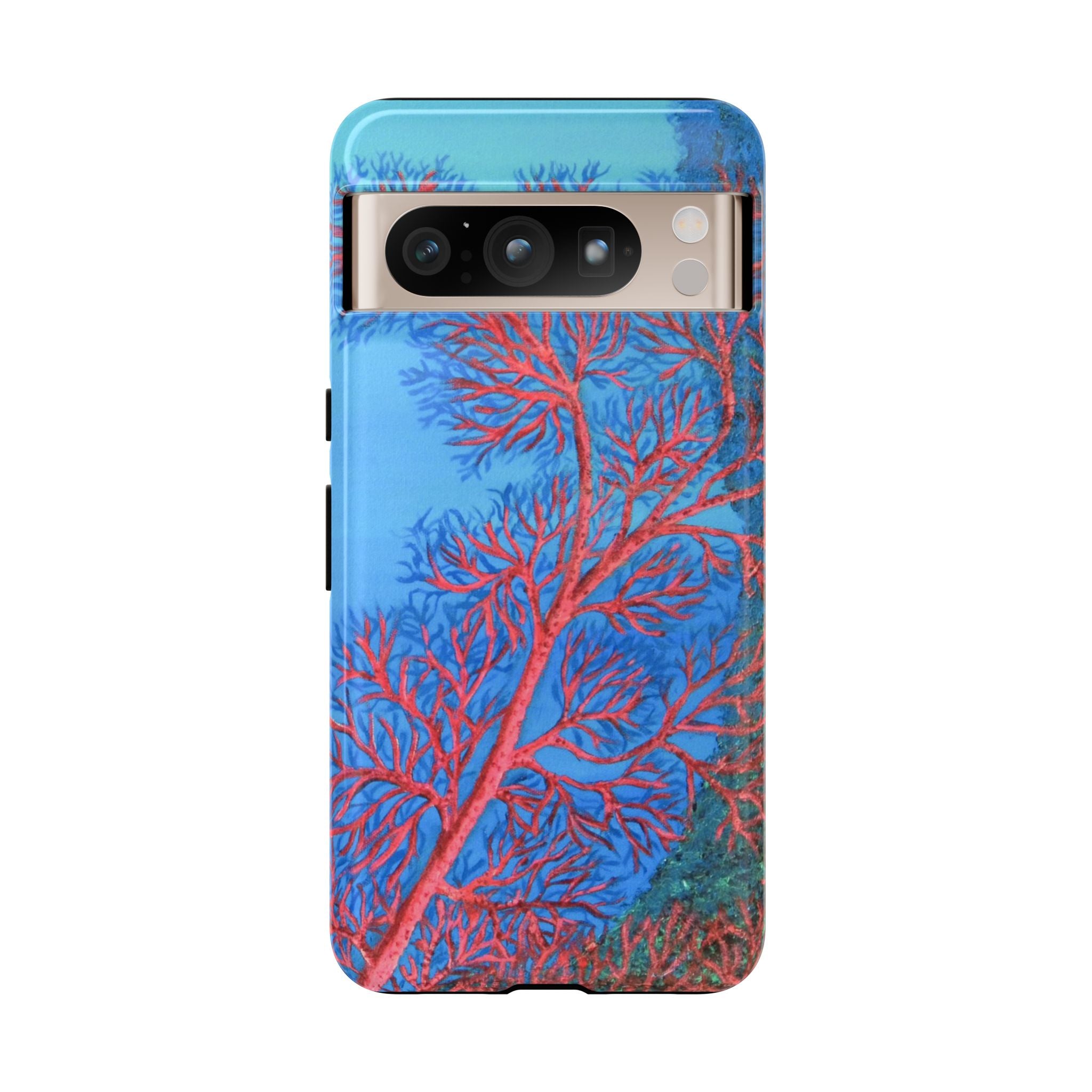 Coral Reef Phone Case — Vibrant Red Sea Fan on Ocean Blue Tough Case