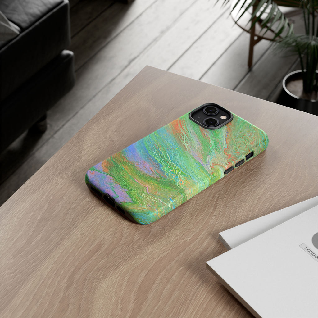 Marbled Green Abstract Phone Case — Protective Tough Case for iPhone