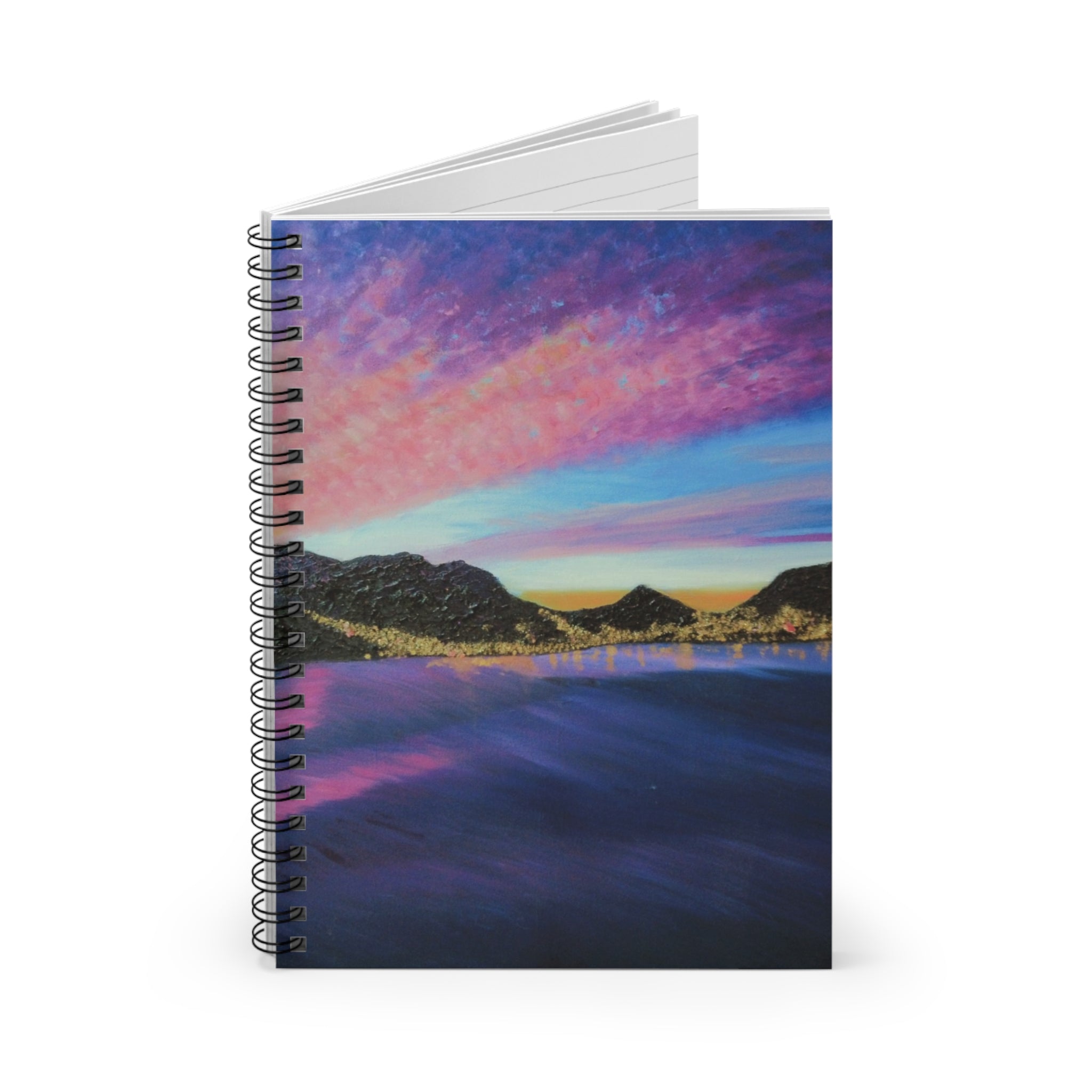 Sunset Lake Spiral Notebook — Ruled Journal for Travel, Art & Daily Notes