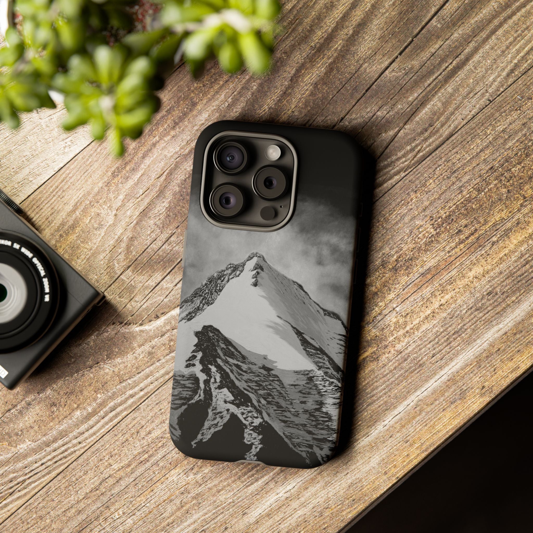 Mountain Peak Phone Case — Black & White Alpine Protective Case