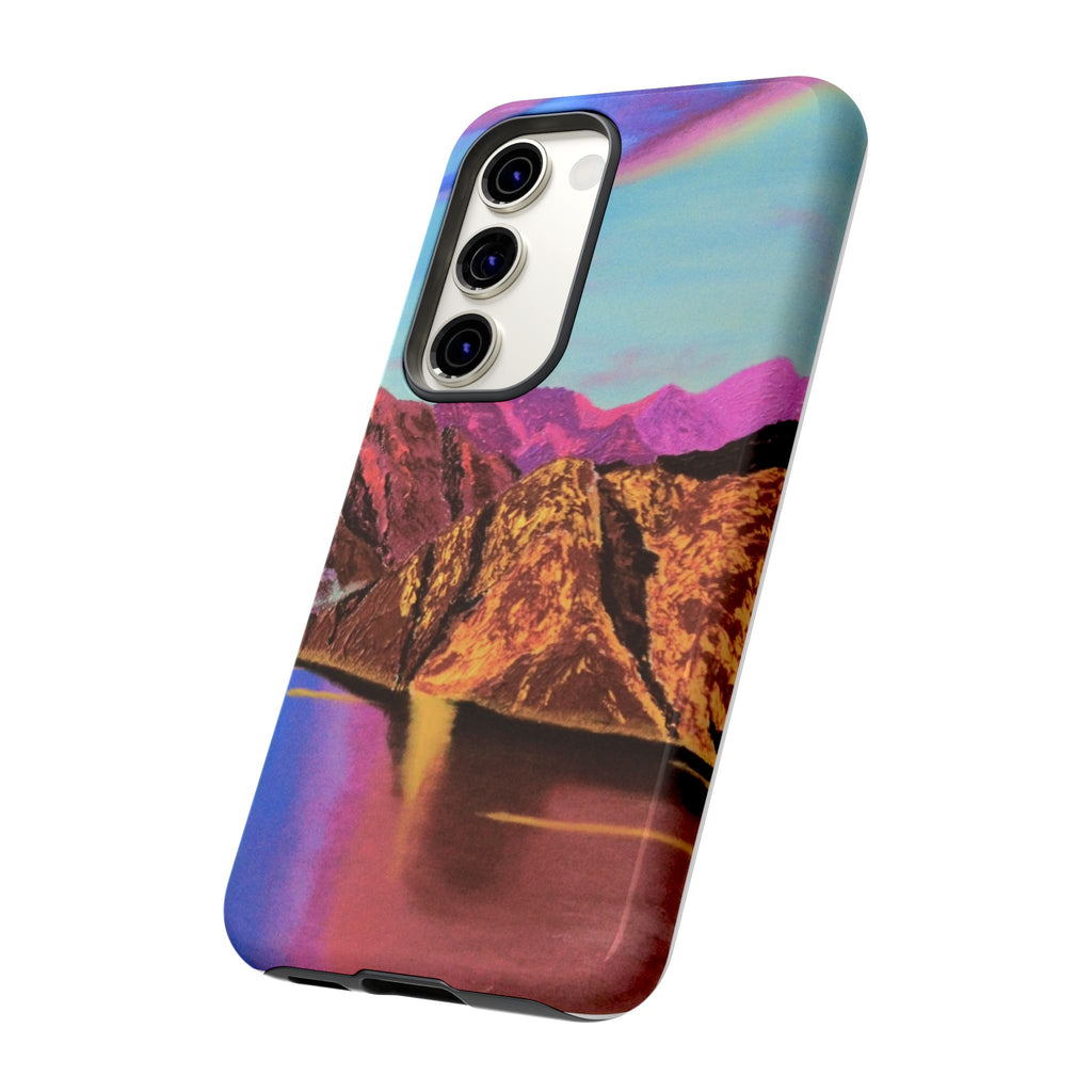 Protective Phone Case — Vibrant Retro Mountain Landscape