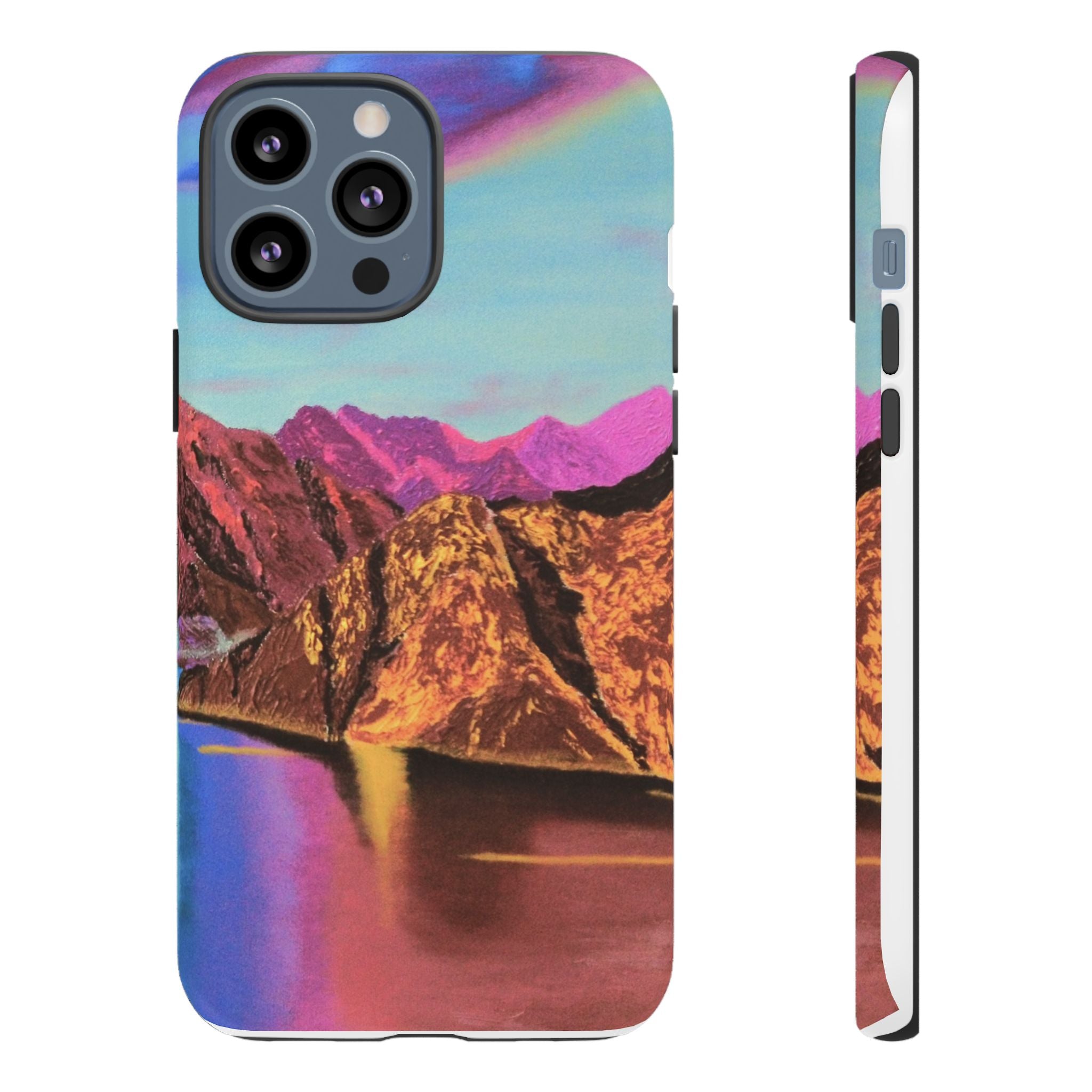 Protective Phone Case — Vibrant Retro Mountain Landscape