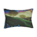 Scenic Meadow Lumbar Pillow — Green Landscape Decorative Throw Pillow