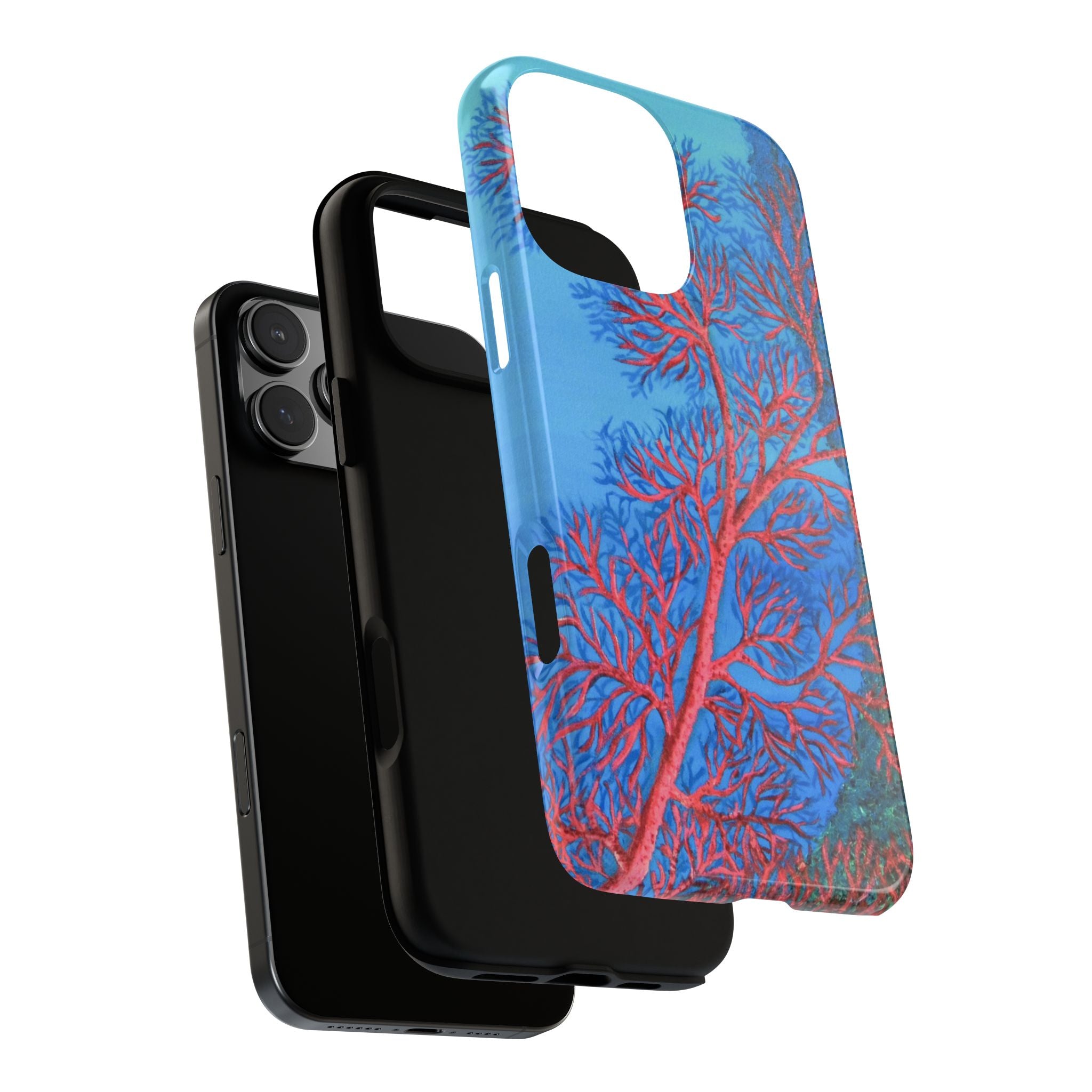 Coral Reef Phone Case — Vibrant Red Sea Fan on Ocean Blue Tough Case