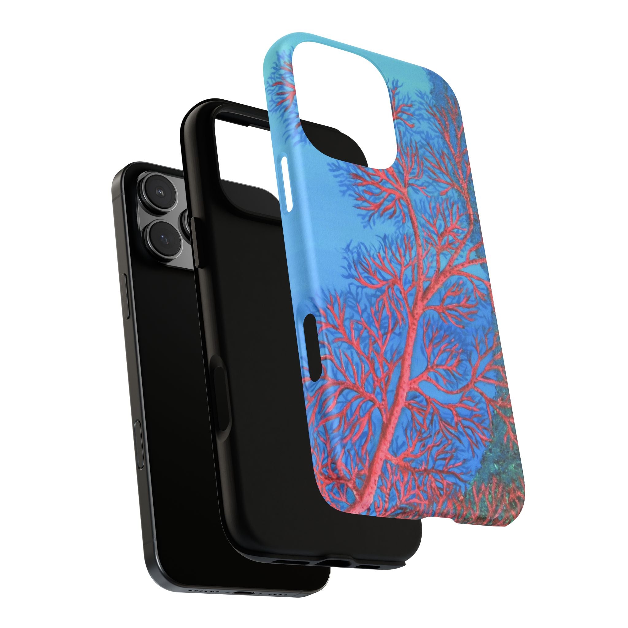 Coral Reef Phone Case — Vibrant Red Sea Fan on Ocean Blue Tough Case
