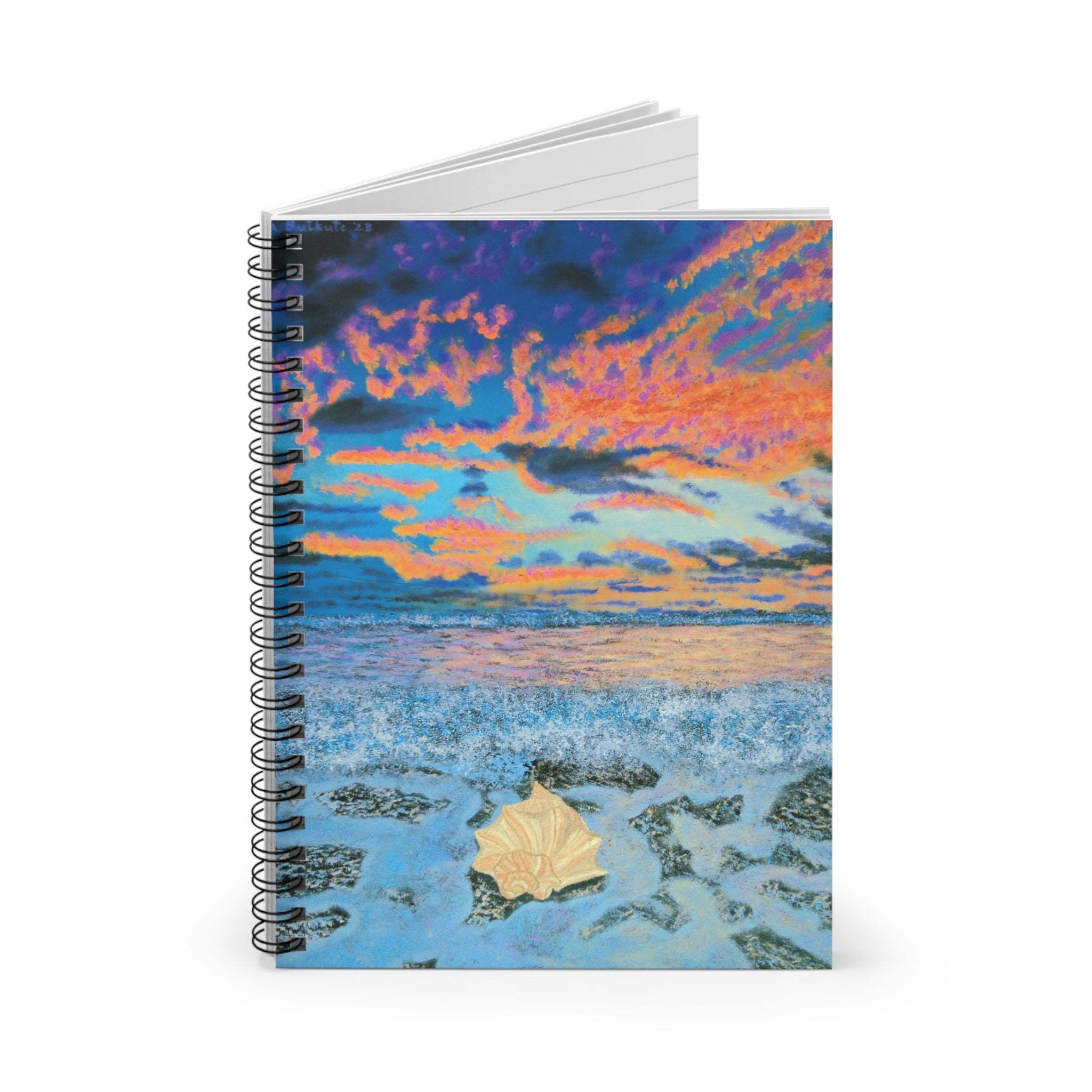 Sunset Seashore Spiral Notebook — Coastal Art Journal (Ruled)
