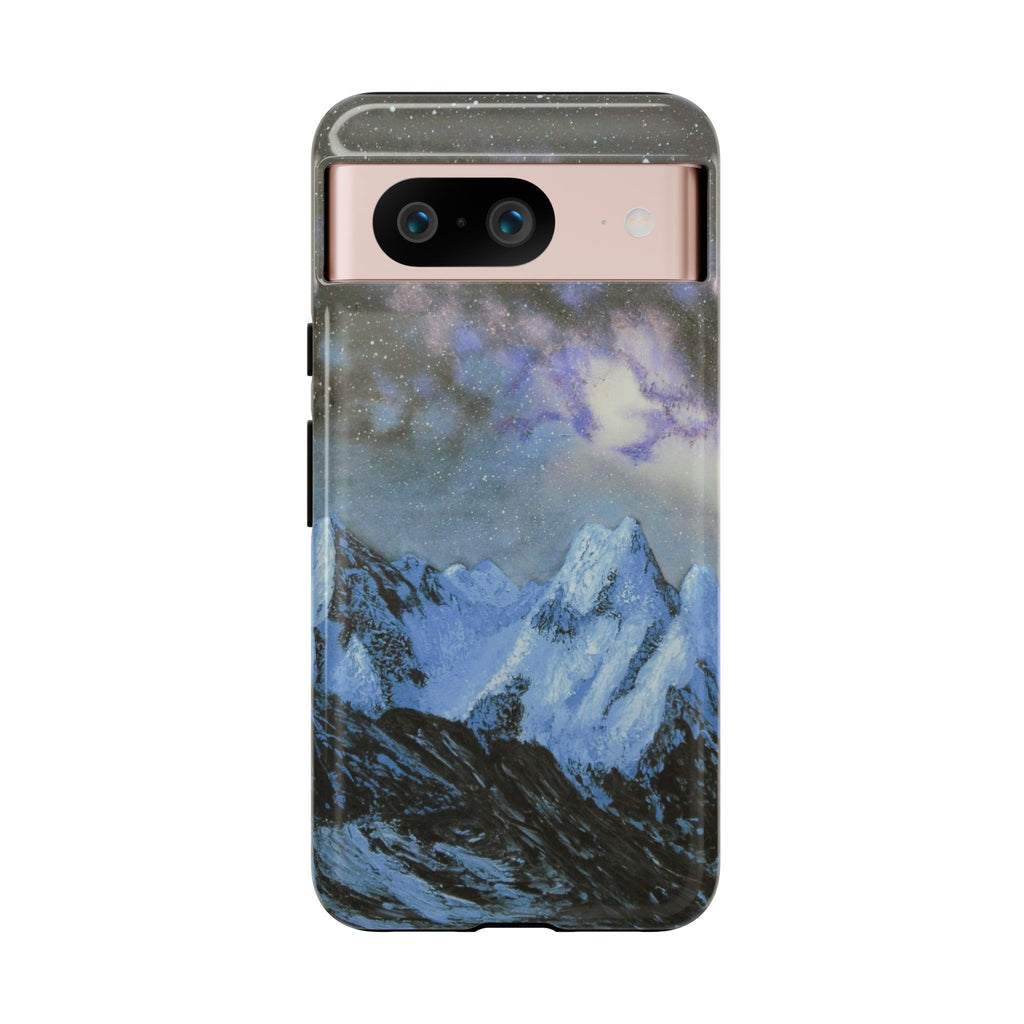 Mountain Night Sky Phone Case — Tough Protective iPhone Cover with Aurora & Snowy Peaks