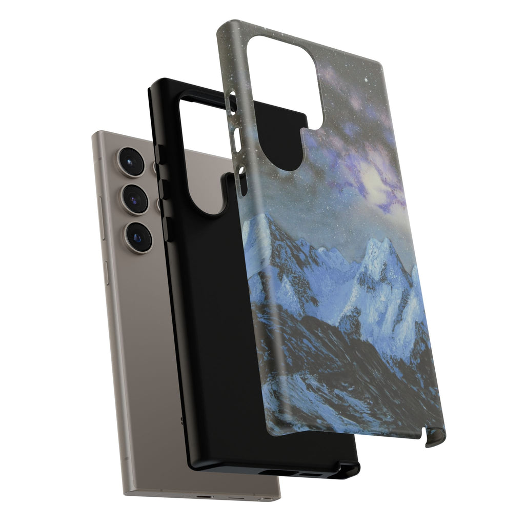 Mountain Night Sky Phone Case — Tough Protective iPhone Cover with Aurora & Snowy Peaks