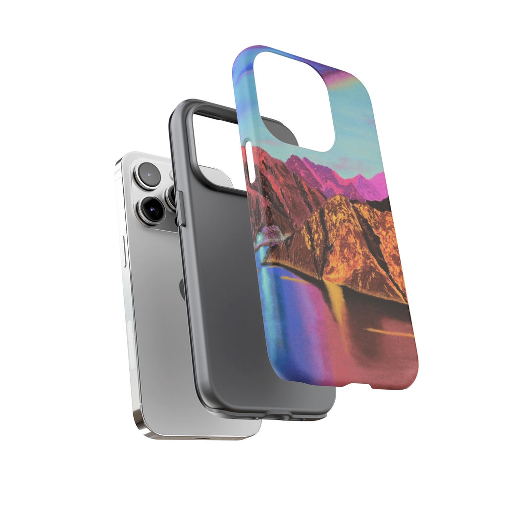 Protective Phone Case — Vibrant Retro Mountain Landscape