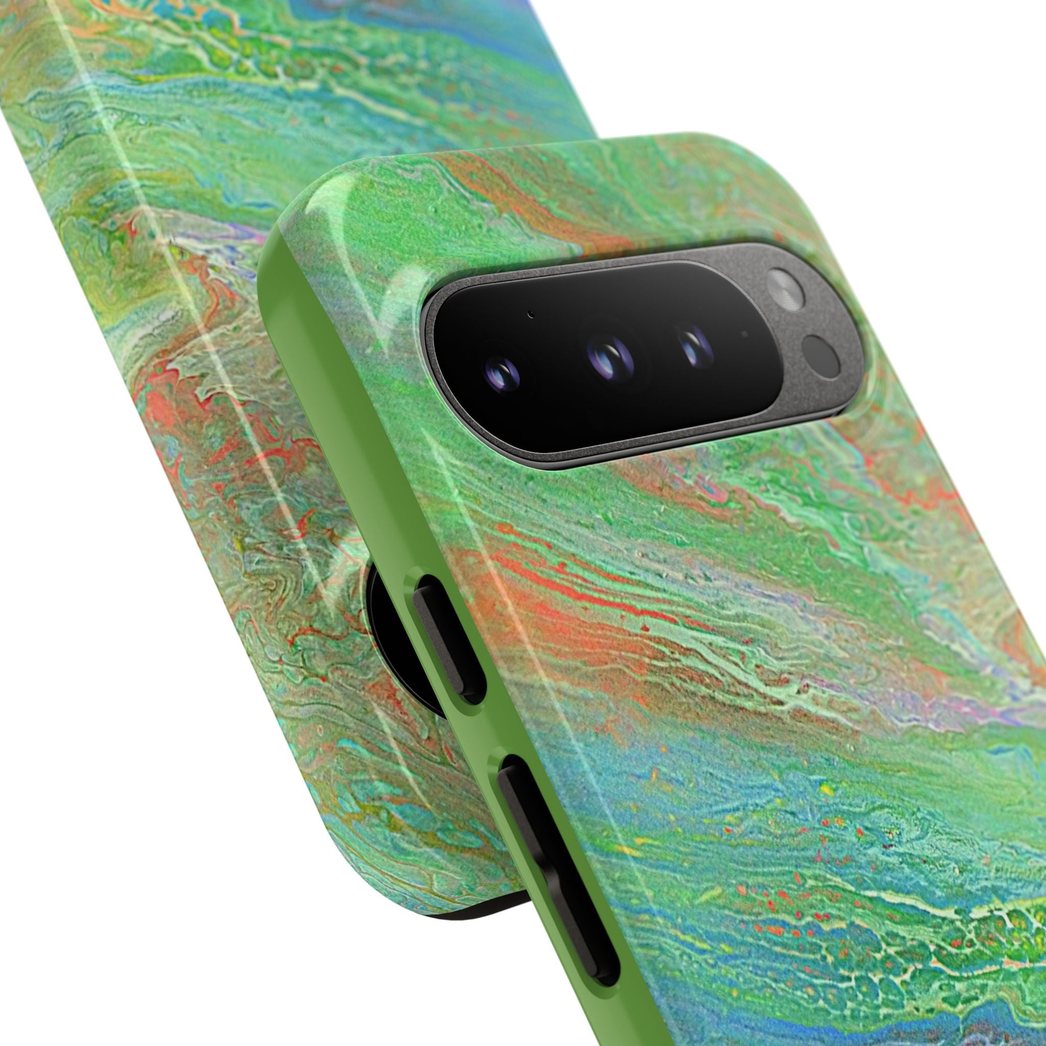 Marbled Green Abstract Phone Case — Protective Tough Case for iPhone