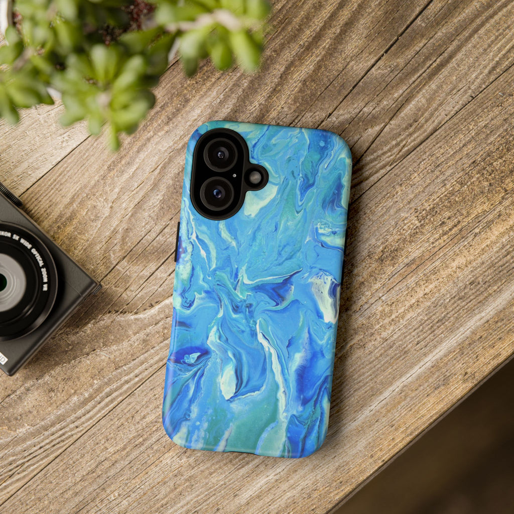 Blue Marble Tough Phone Case — Ocean Swirl Protective iPhone Cover