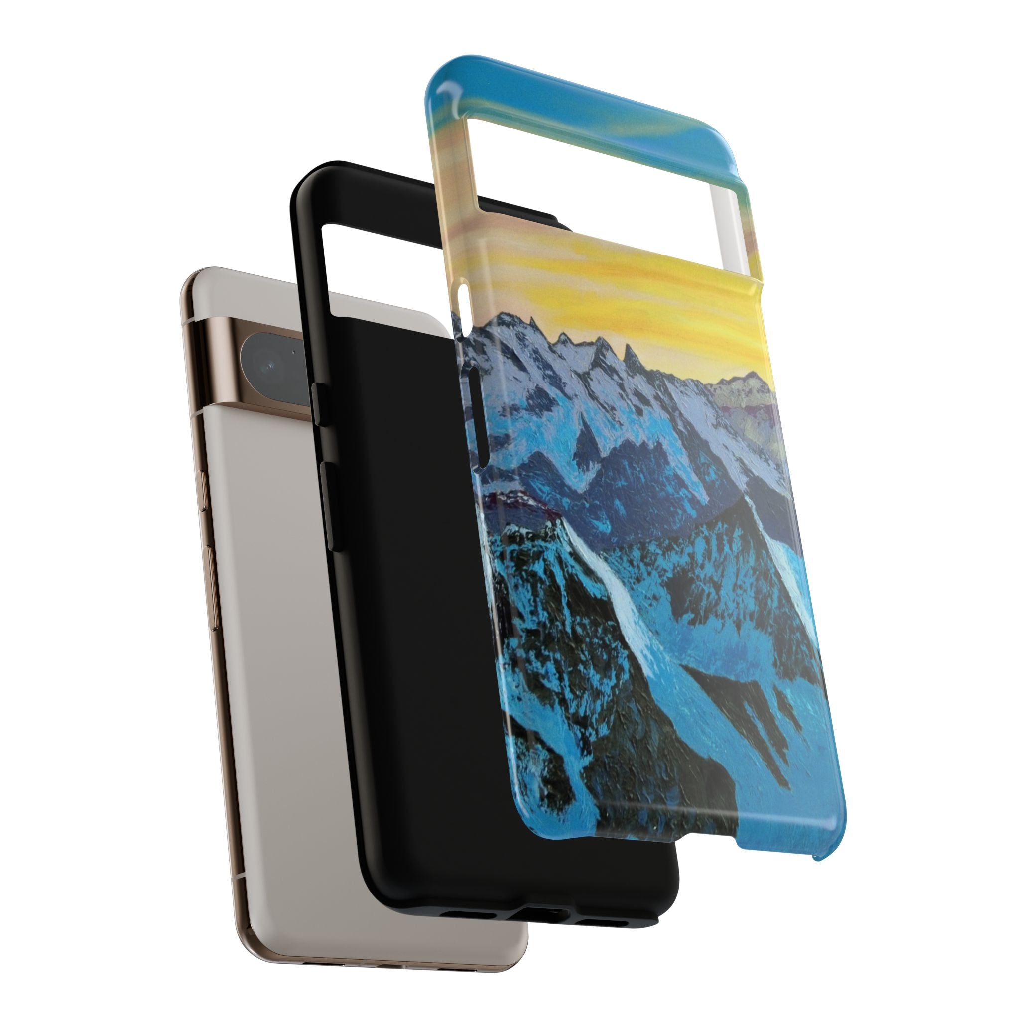 Mountain Sunset Phone Case — Protective Tough Case with Scenic Blue Peaks Design