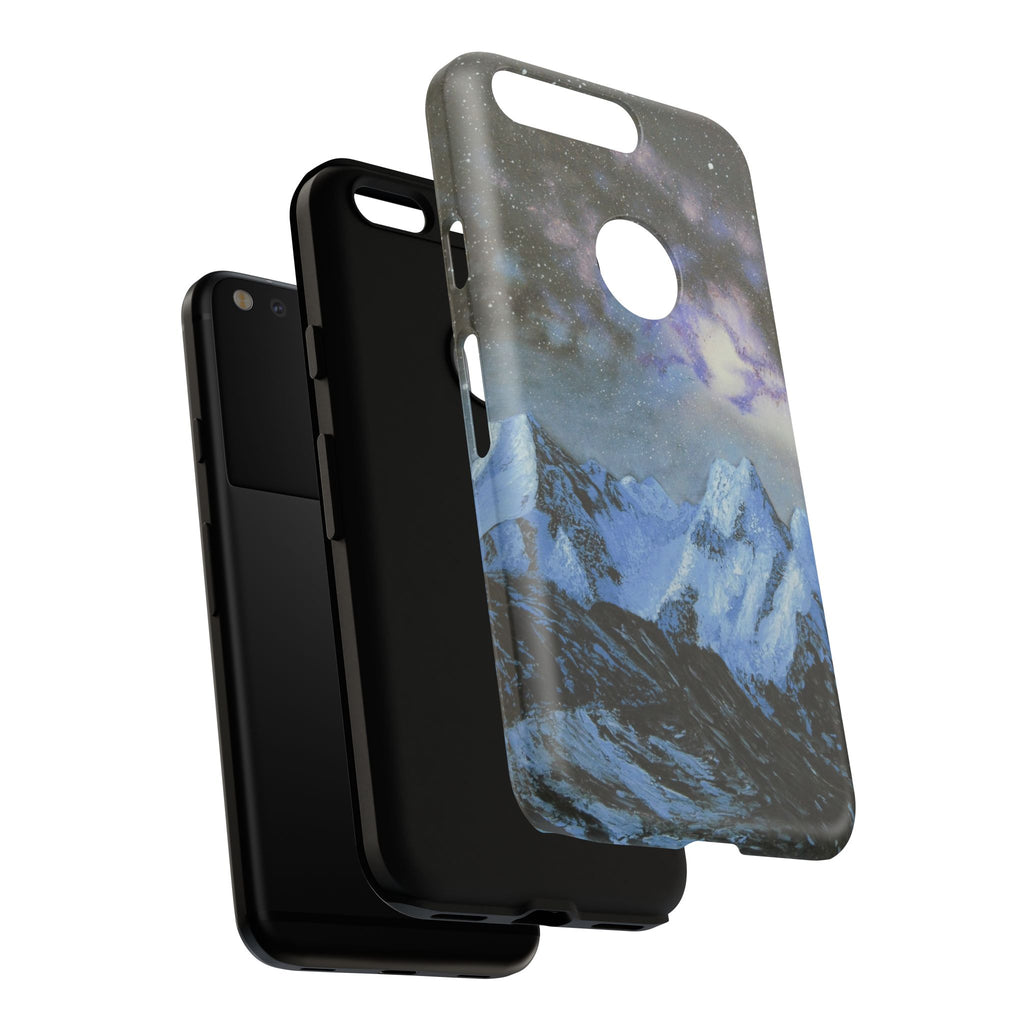 Mountain Night Sky Phone Case — Tough Protective iPhone Cover with Aurora & Snowy Peaks