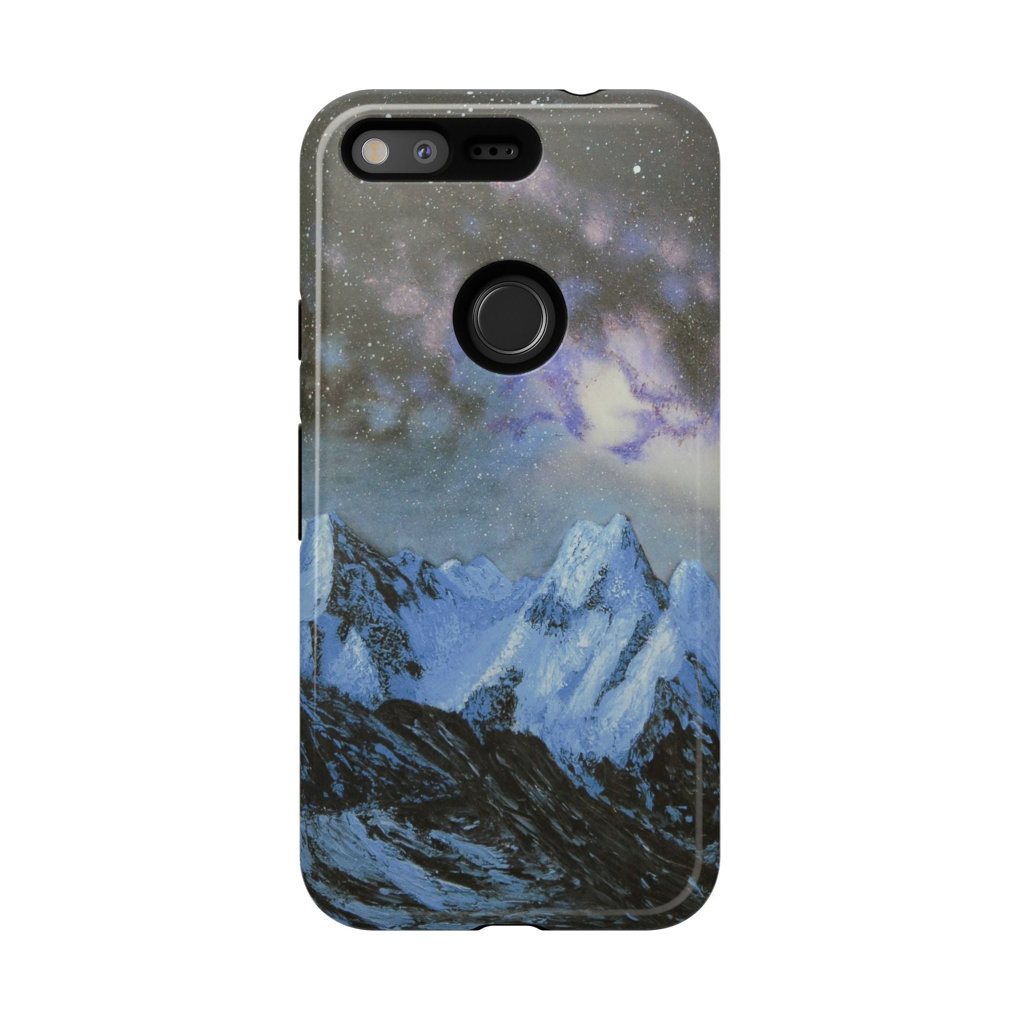 Mountain Night Sky Phone Case — Tough Protective iPhone Cover with Aurora & Snowy Peaks