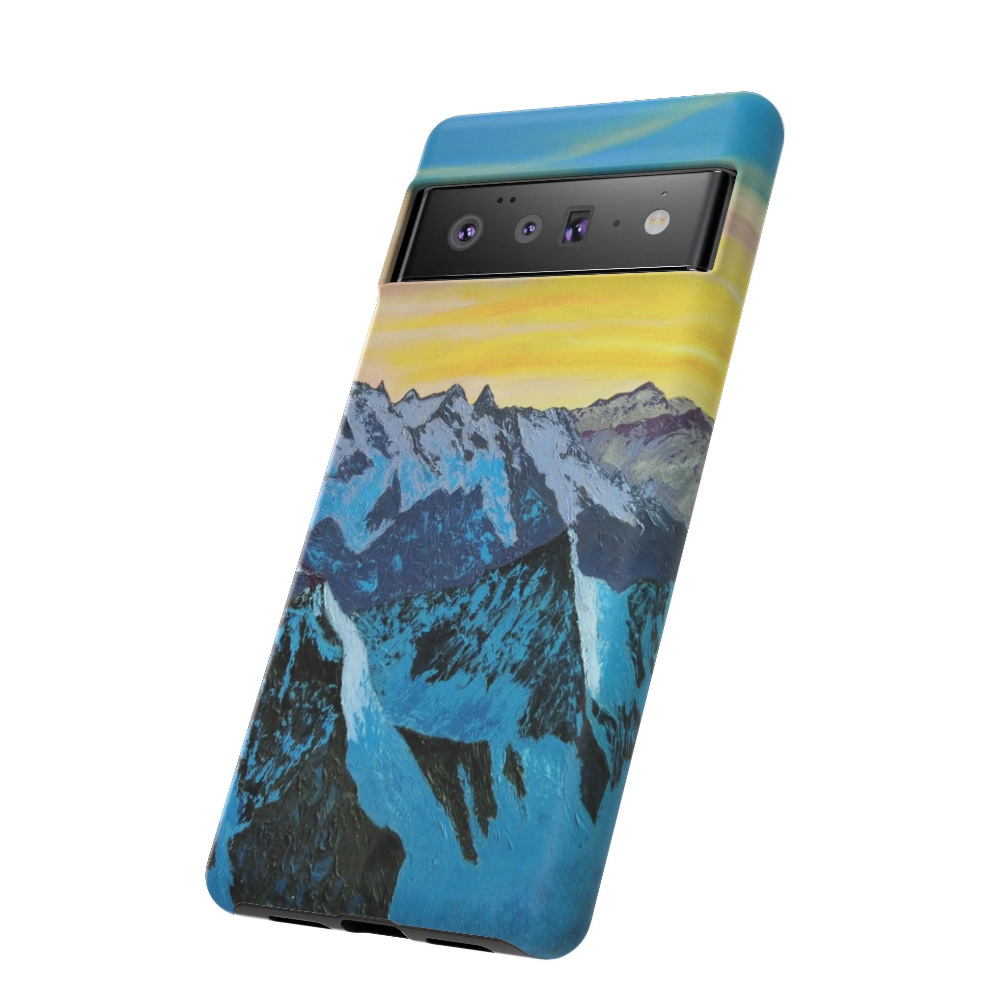 Mountain Sunset Phone Case — Protective Tough Case with Scenic Blue Peaks Design