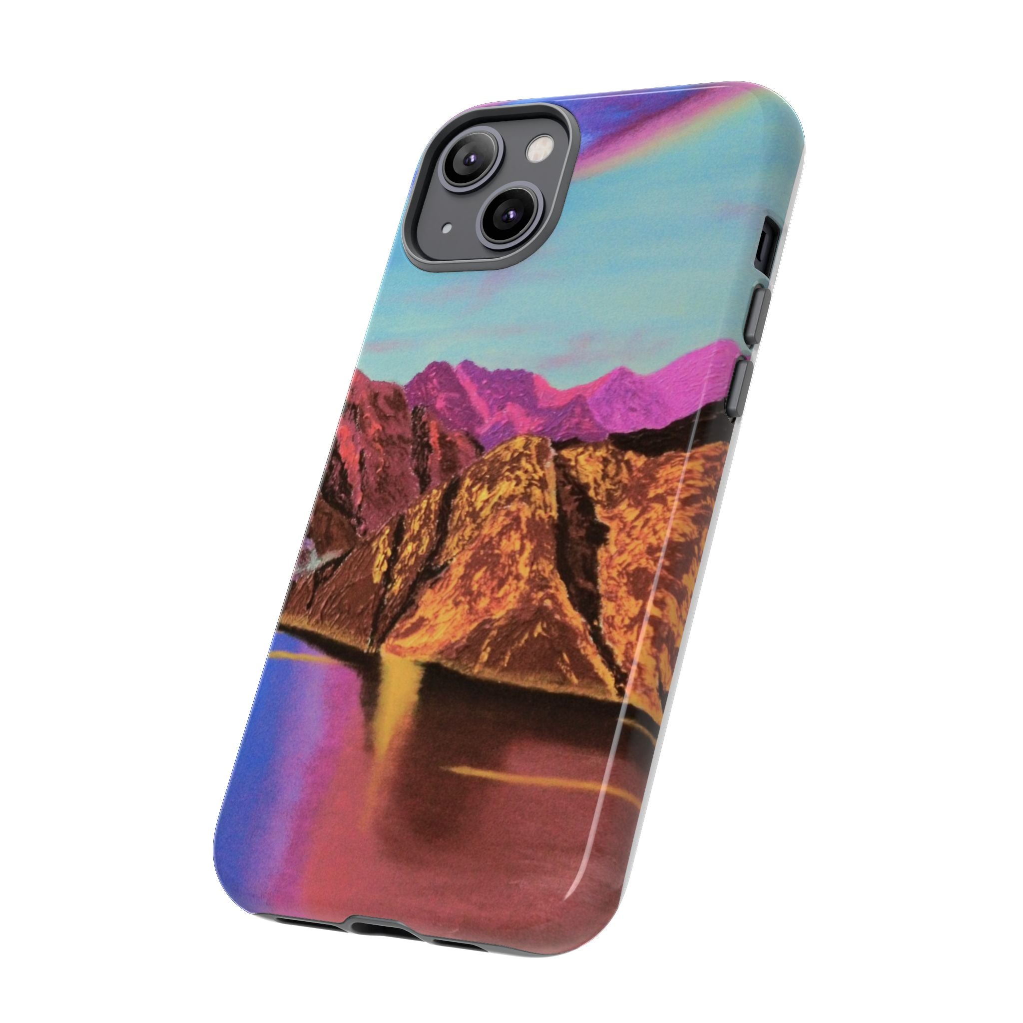 Protective Phone Case — Vibrant Retro Mountain Landscape