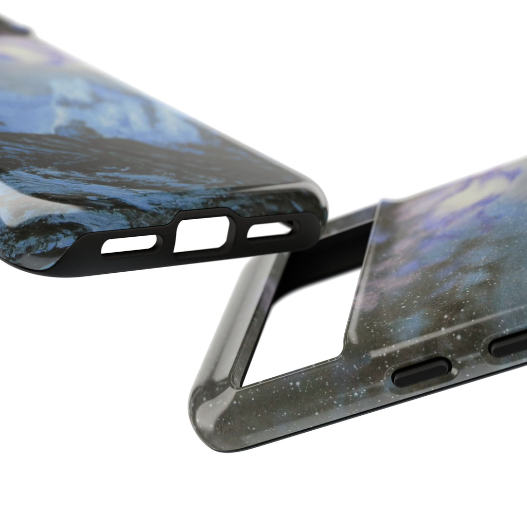 Mountain Night Sky Phone Case — Tough Protective iPhone Cover with Aurora & Snowy Peaks
