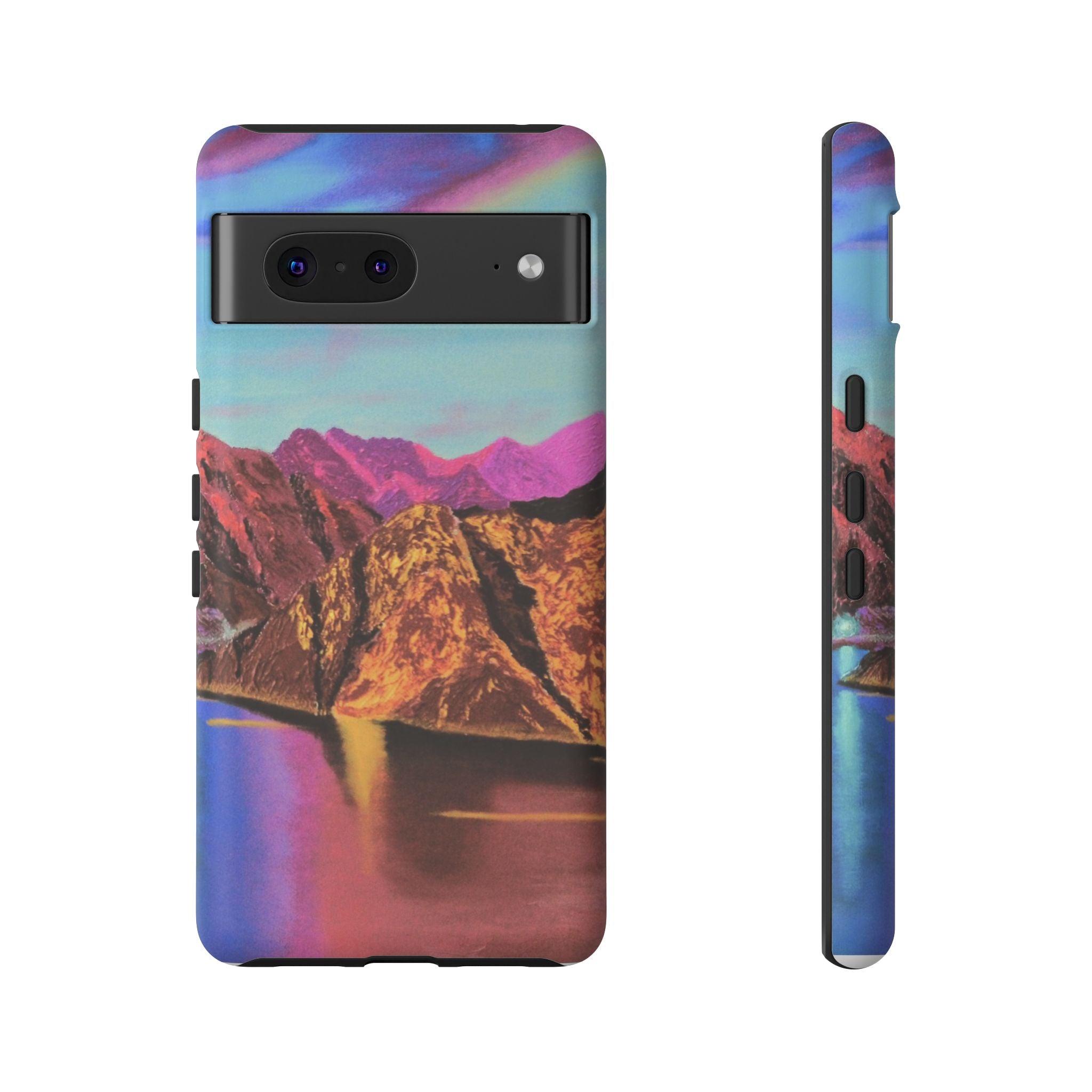 Protective Phone Case — Vibrant Retro Mountain Landscape