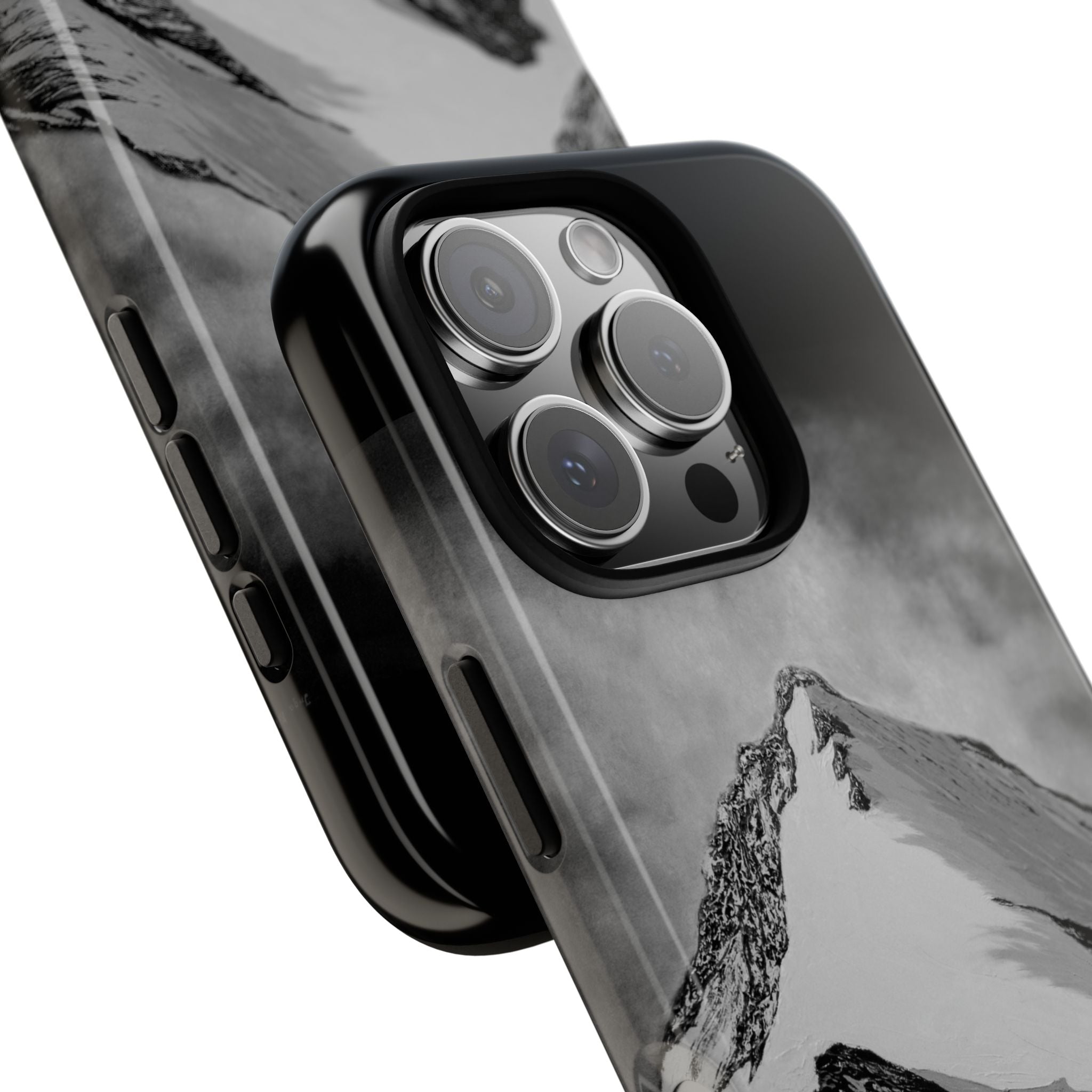 Mountain Peak Phone Case — Black & White Alpine Protective Case
