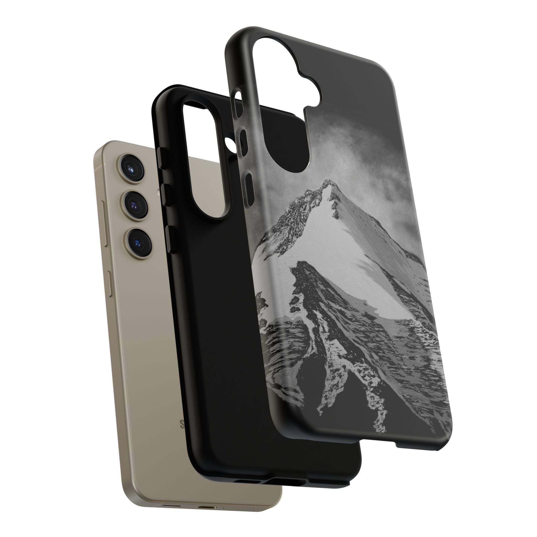 Mountain Peak Phone Case — Black & White Alpine Protective Case