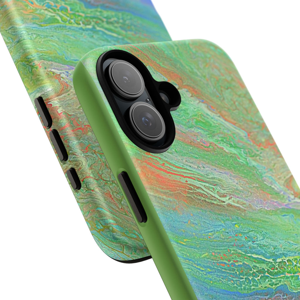 Marbled Green Abstract Phone Case — Protective Tough Case for iPhone
