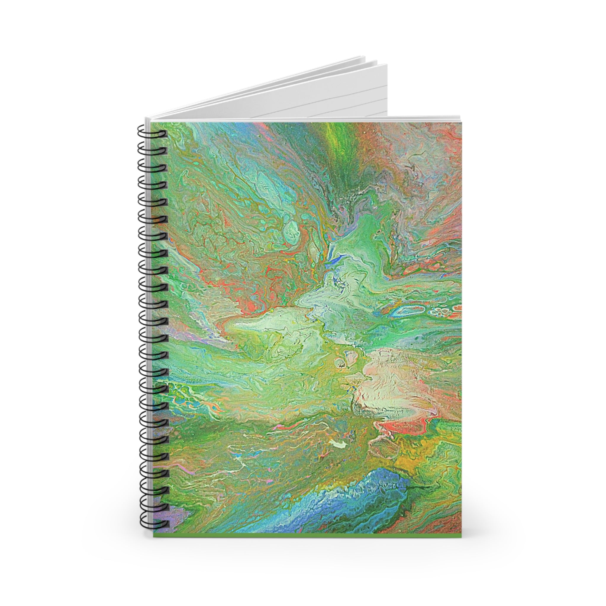 Green Abstract Marble Spiral Notebook — Ruled Journal for Artists & Students
