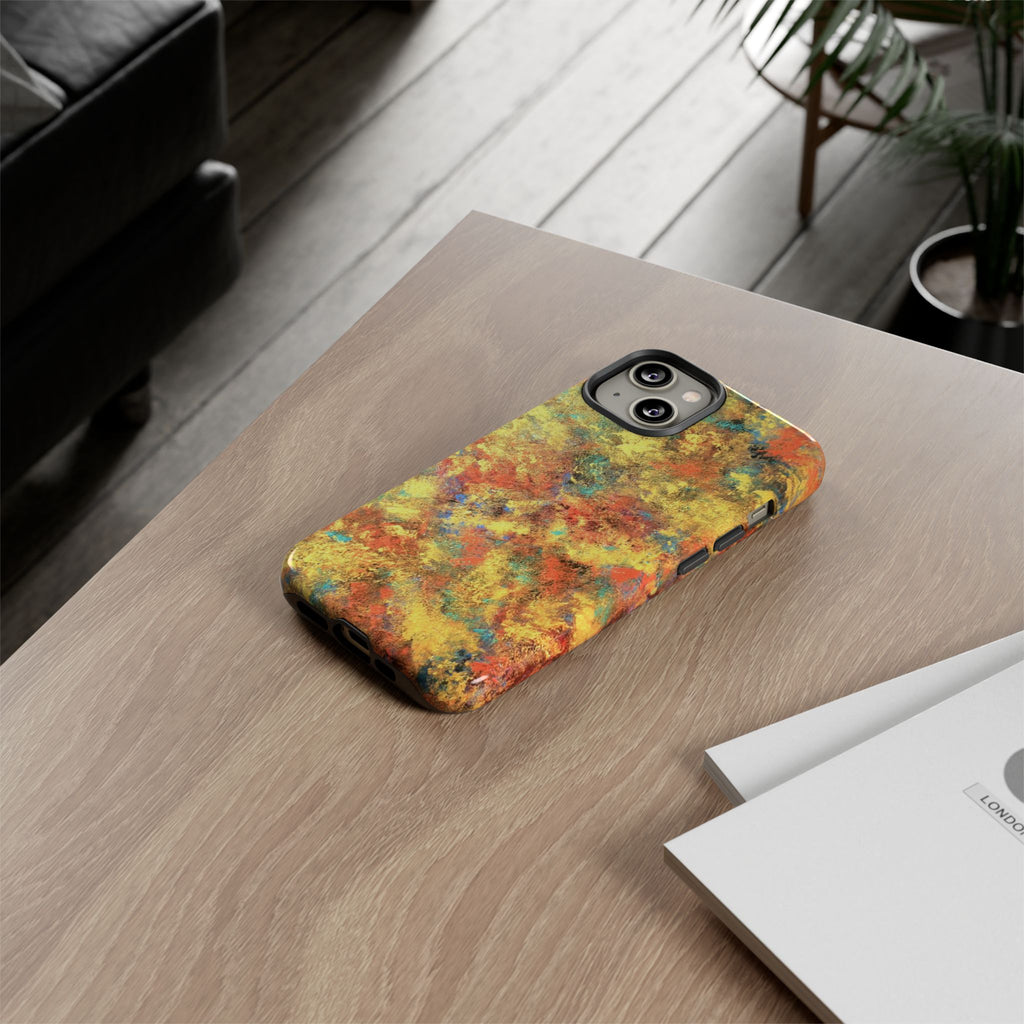 Abstract Autumn Marble Phone Case — Protective iPhone Cover with Warm Fall Colors